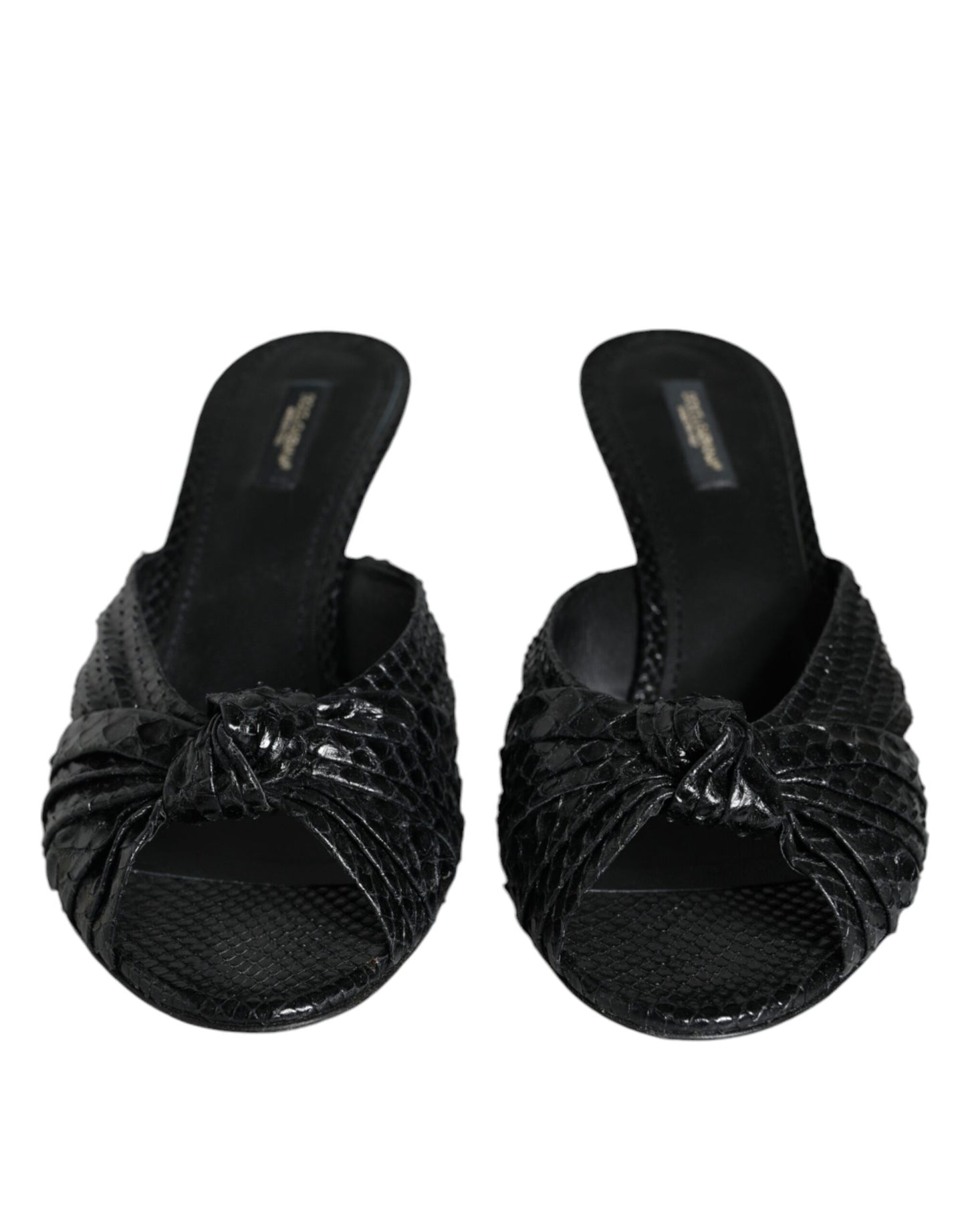 Sandales à talons en cuir noir Dolce & Gabbana