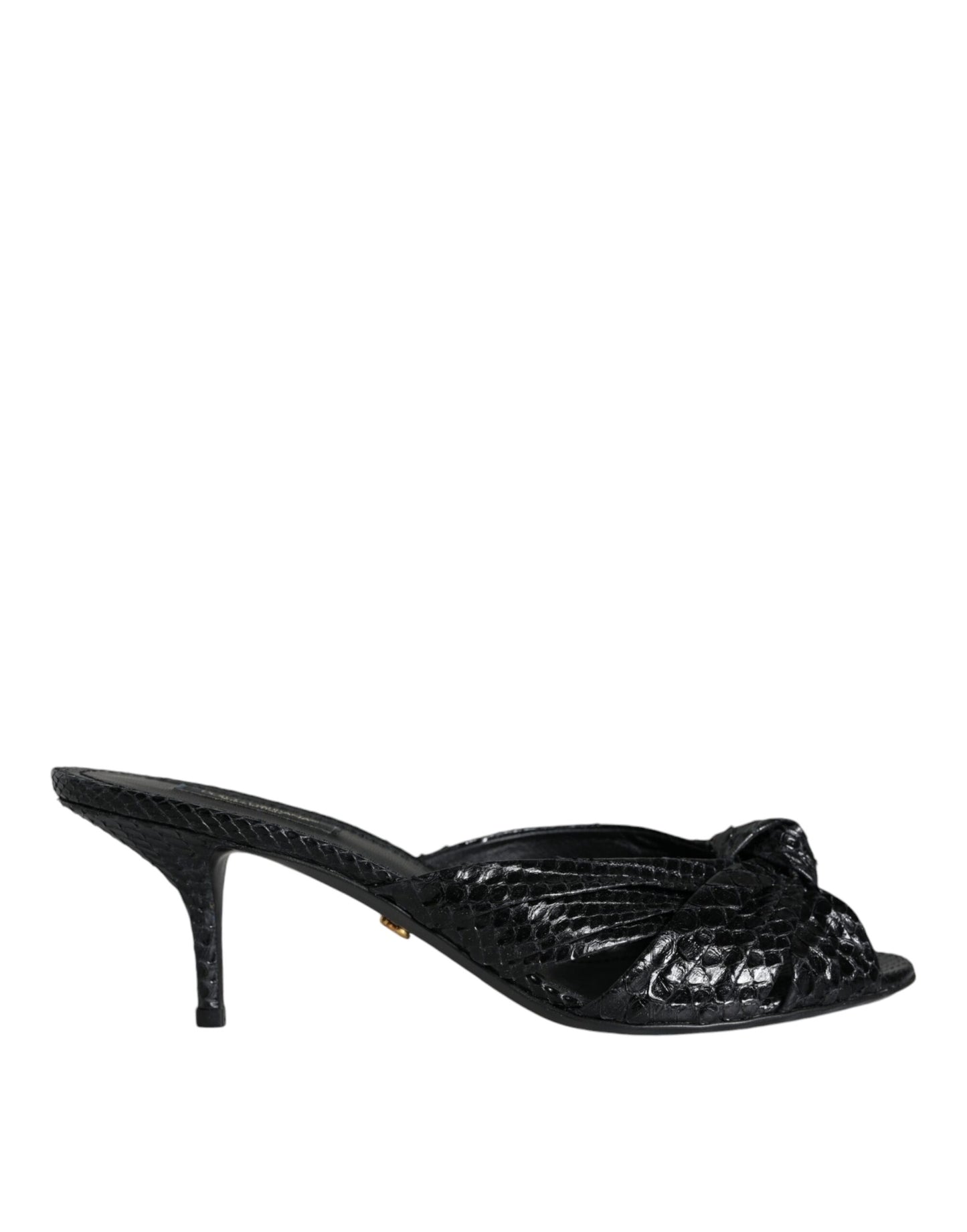 Sandales à talons en cuir noir Dolce & Gabbana
