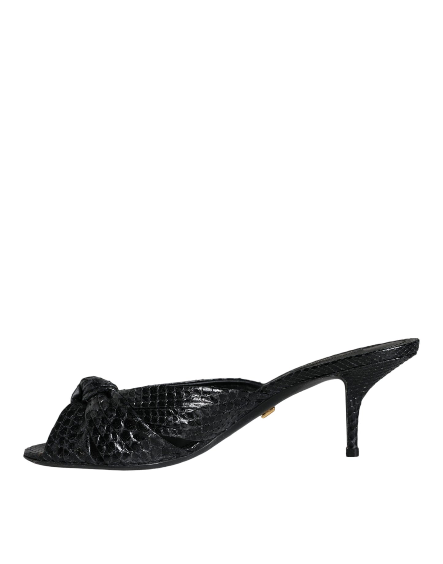 Sandales à talons en cuir noir Dolce & Gabbana