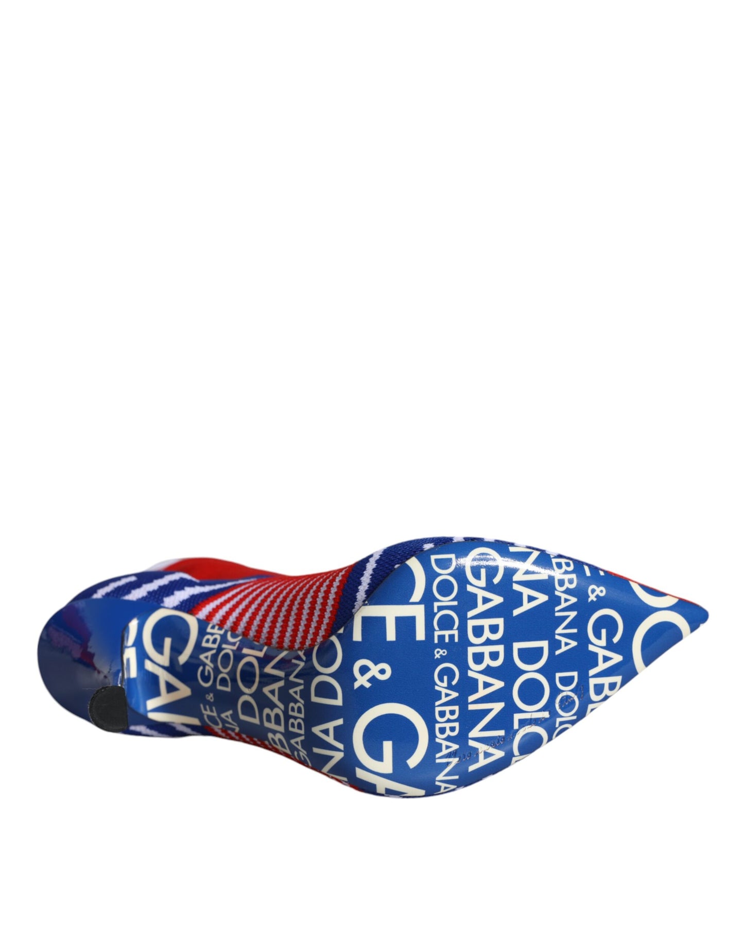 Bottines style chaussettes extensibles Dolce & Gabbana rouges et bleues avec logo