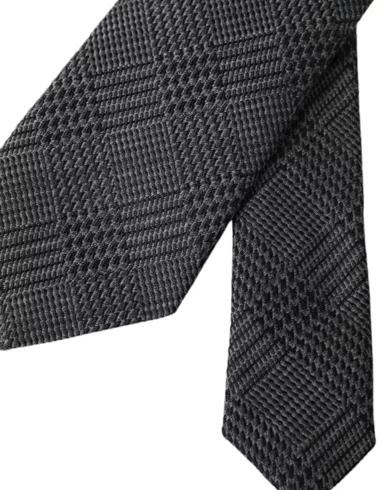 Cravate ajustable en soie à motif écossais gris foncé Dolce & Gabbana pour homme