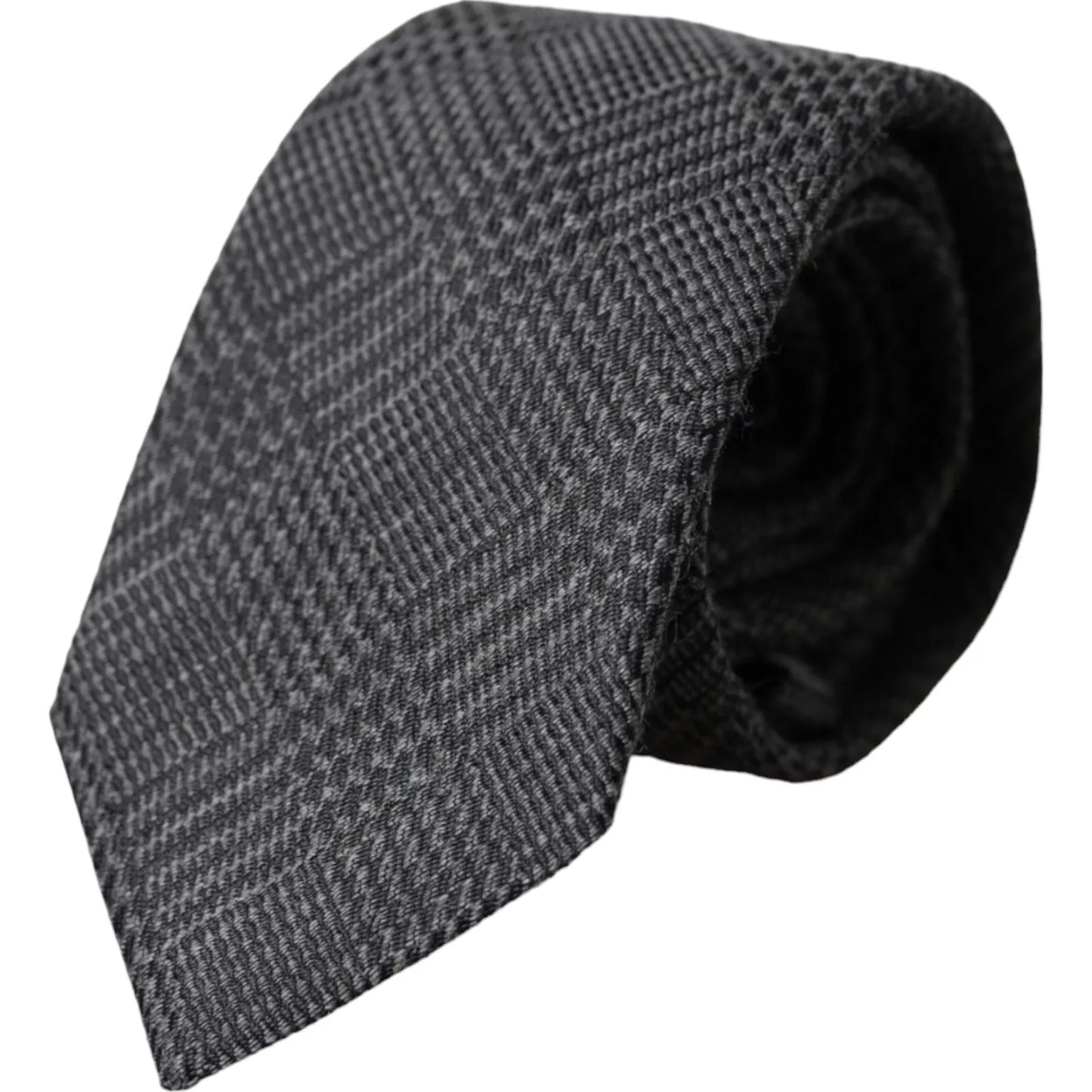 Cravate ajustable en soie à motif écossais gris foncé Dolce & Gabbana pour homme