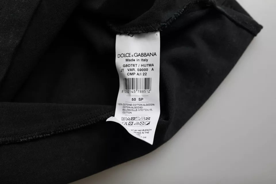 T-shirt ras du cou en coton noir à imprimé graphique Dolce & Gabbana