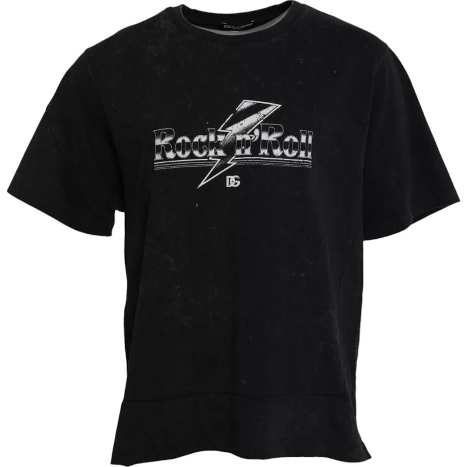 T-shirt ras du cou en coton noir à imprimé graphique Dolce & Gabbana