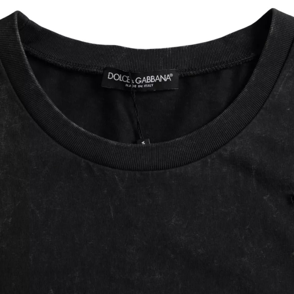 T-shirt ras du cou en coton noir à imprimé graphique Dolce & Gabbana