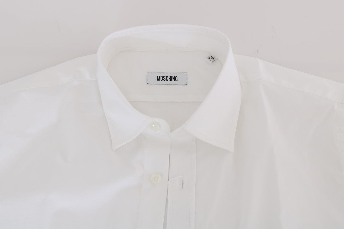 Moschino Slim Fit Hemd aus weißer Stretch-Baumwolle