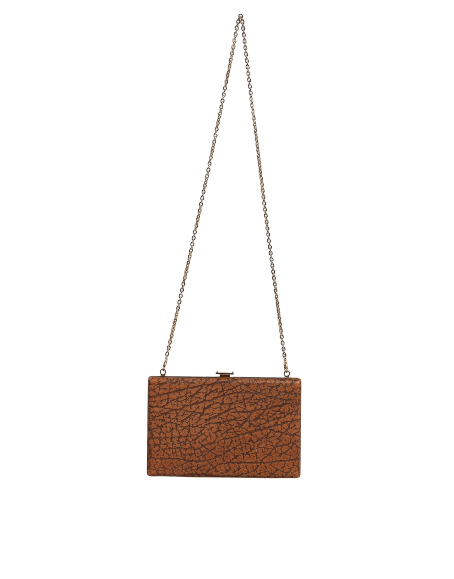 Mini sac bandoulière Dolce & Gabbana en cuir marron avec cadre doré