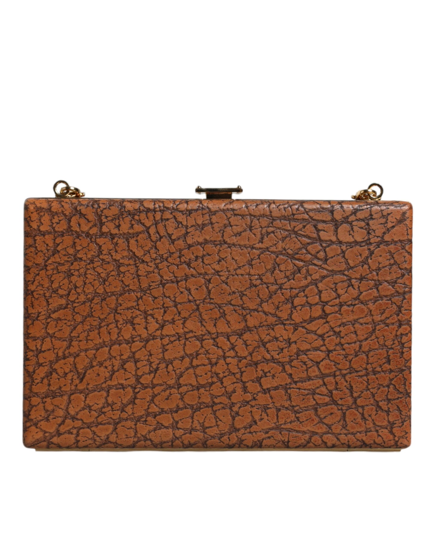 Mini sac bandoulière Dolce & Gabbana en cuir marron avec cadre doré