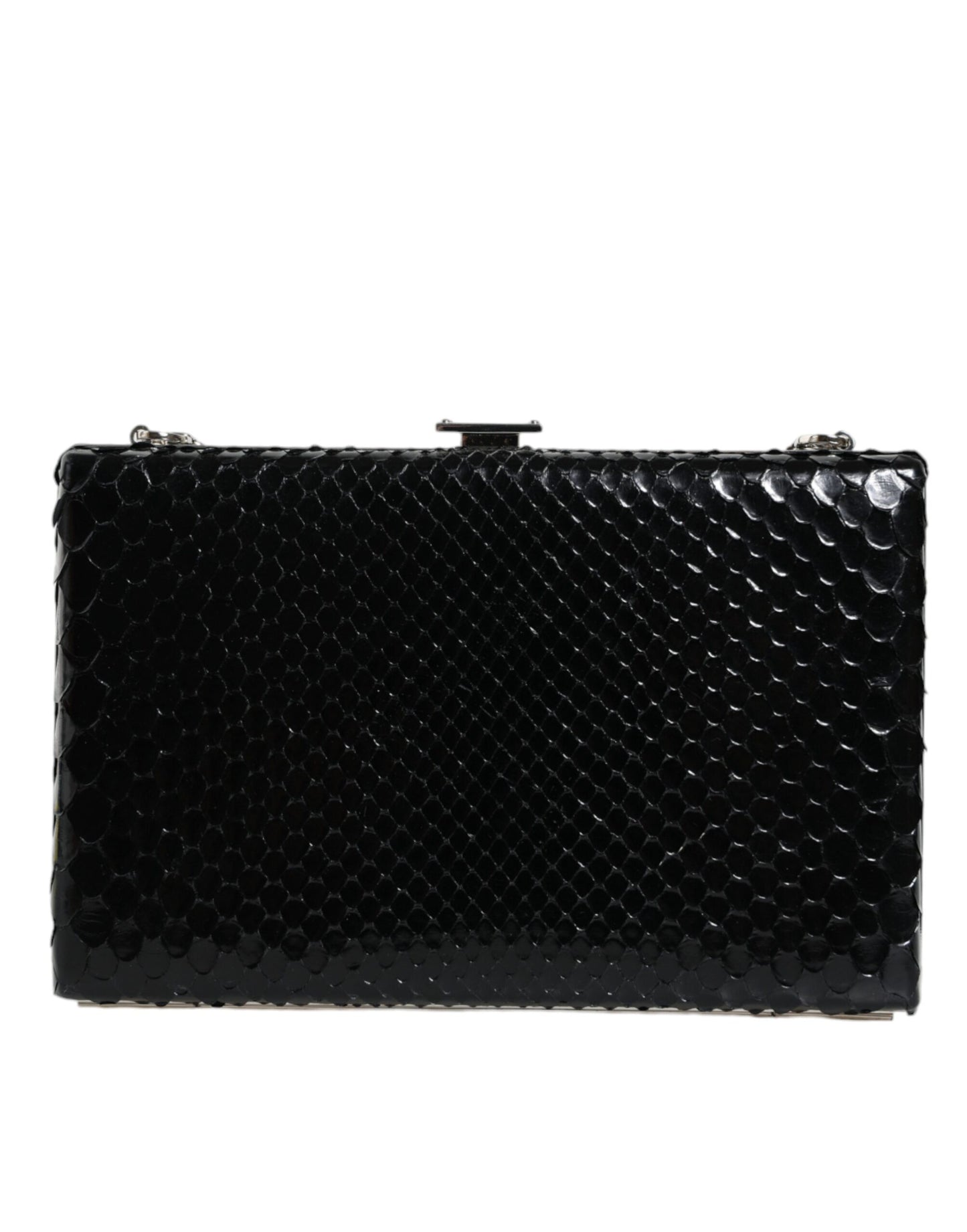 Mini sac bandoulière Dolce & Gabbana en cuir noir avec cadre argenté