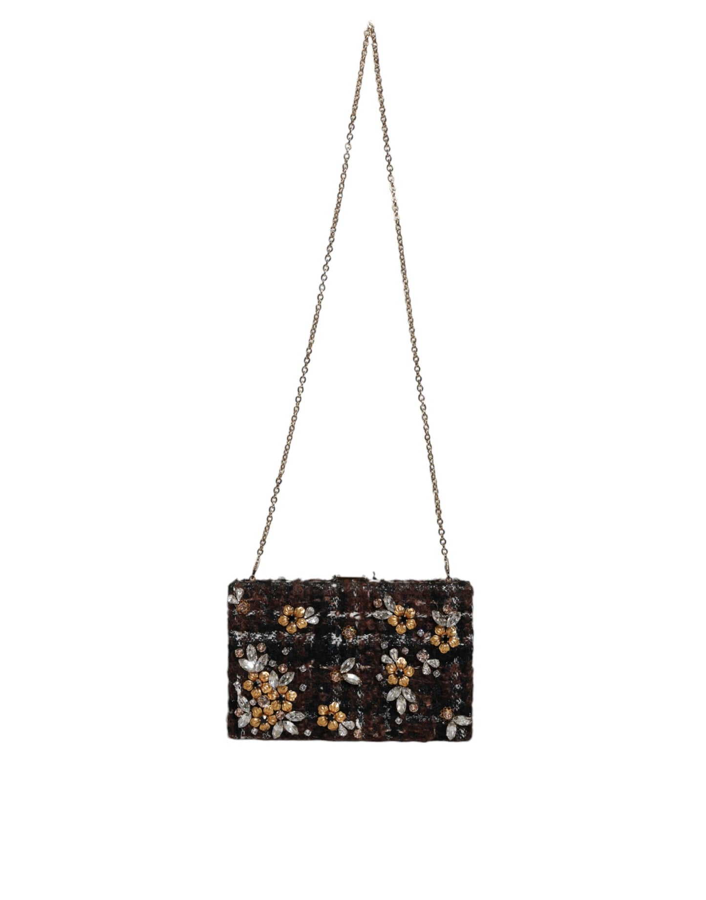 Dolce & Gabbana Pochette de soirée en tweed multicolore à fleurs Sac à bandoulière