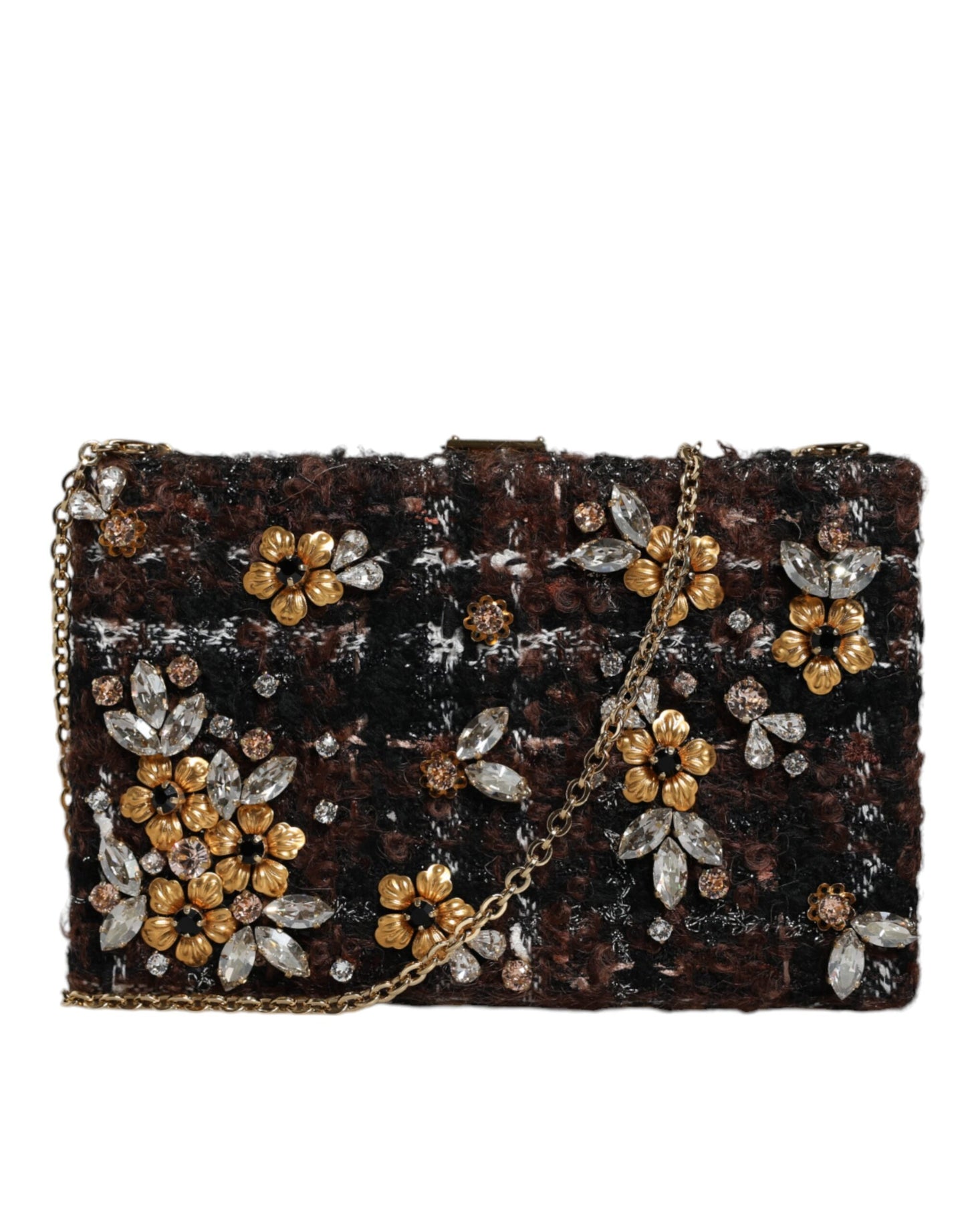 Dolce & Gabbana Pochette de soirée en tweed multicolore à fleurs Sac à bandoulière