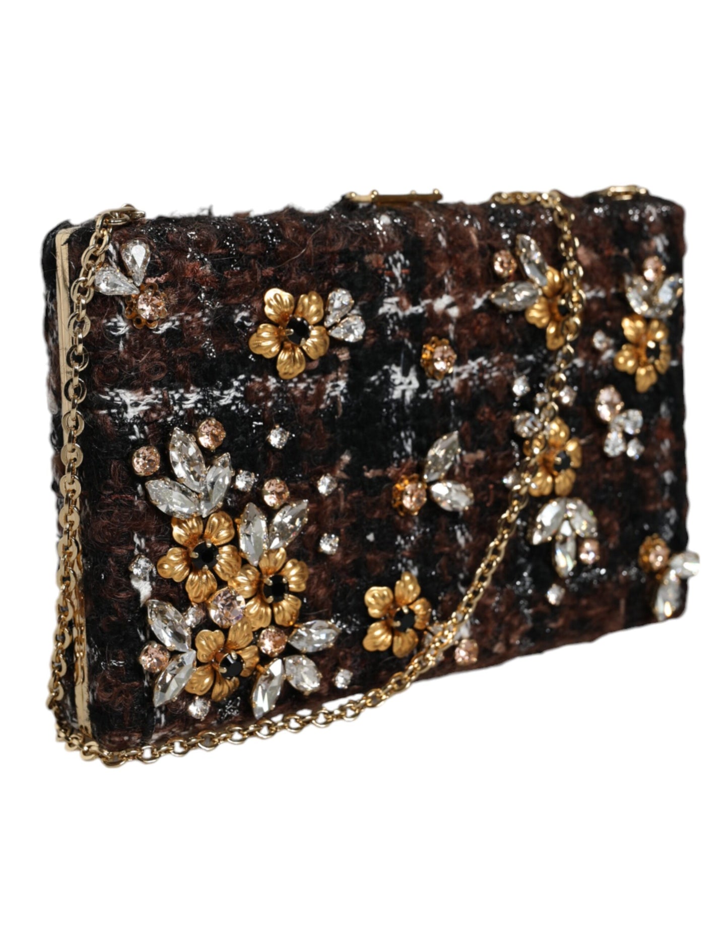Dolce & Gabbana Pochette de soirée en tweed multicolore à fleurs Sac à bandoulière