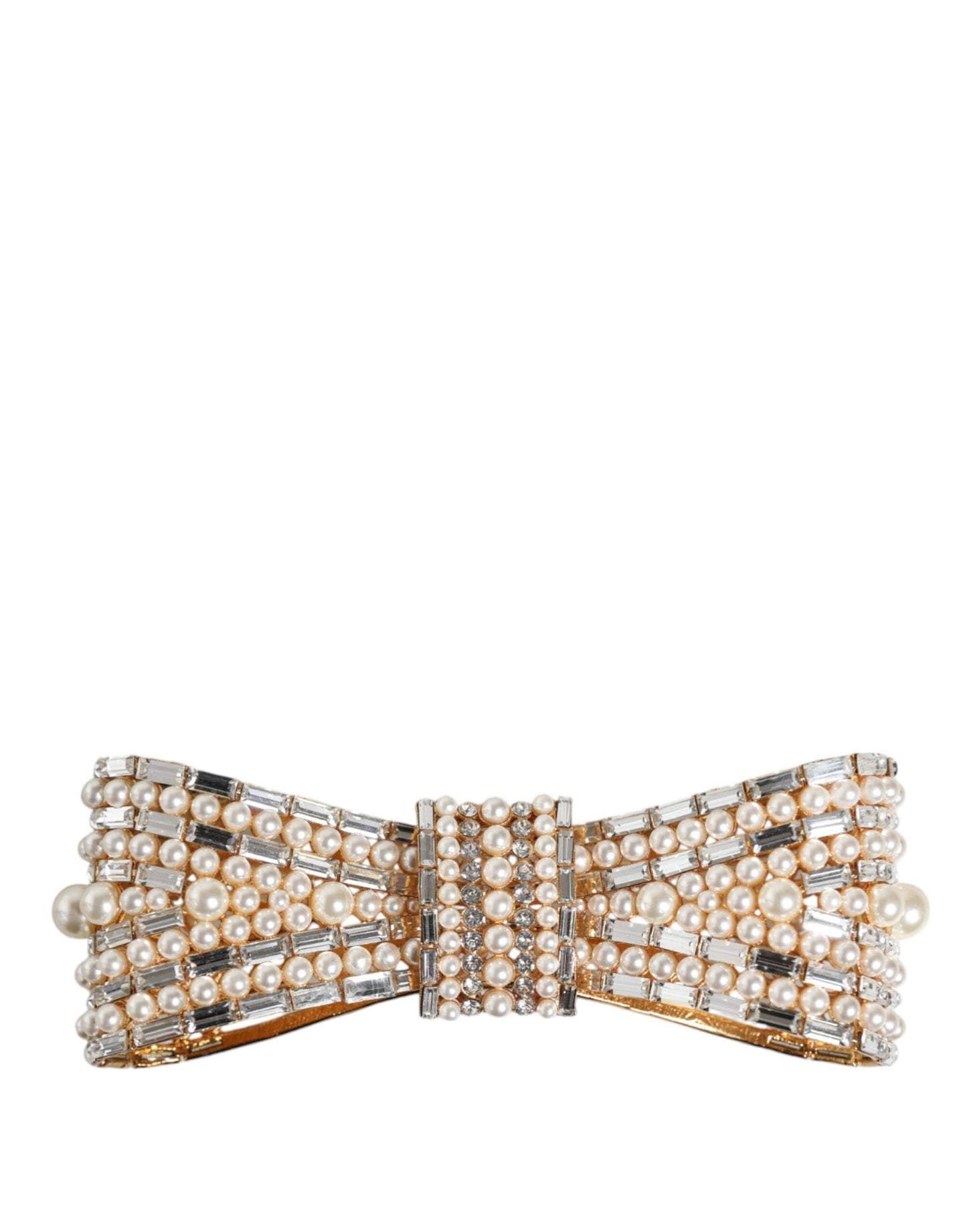 Broche Dolce & Gabbana en laiton doré ornée de fausses perles et de cristaux