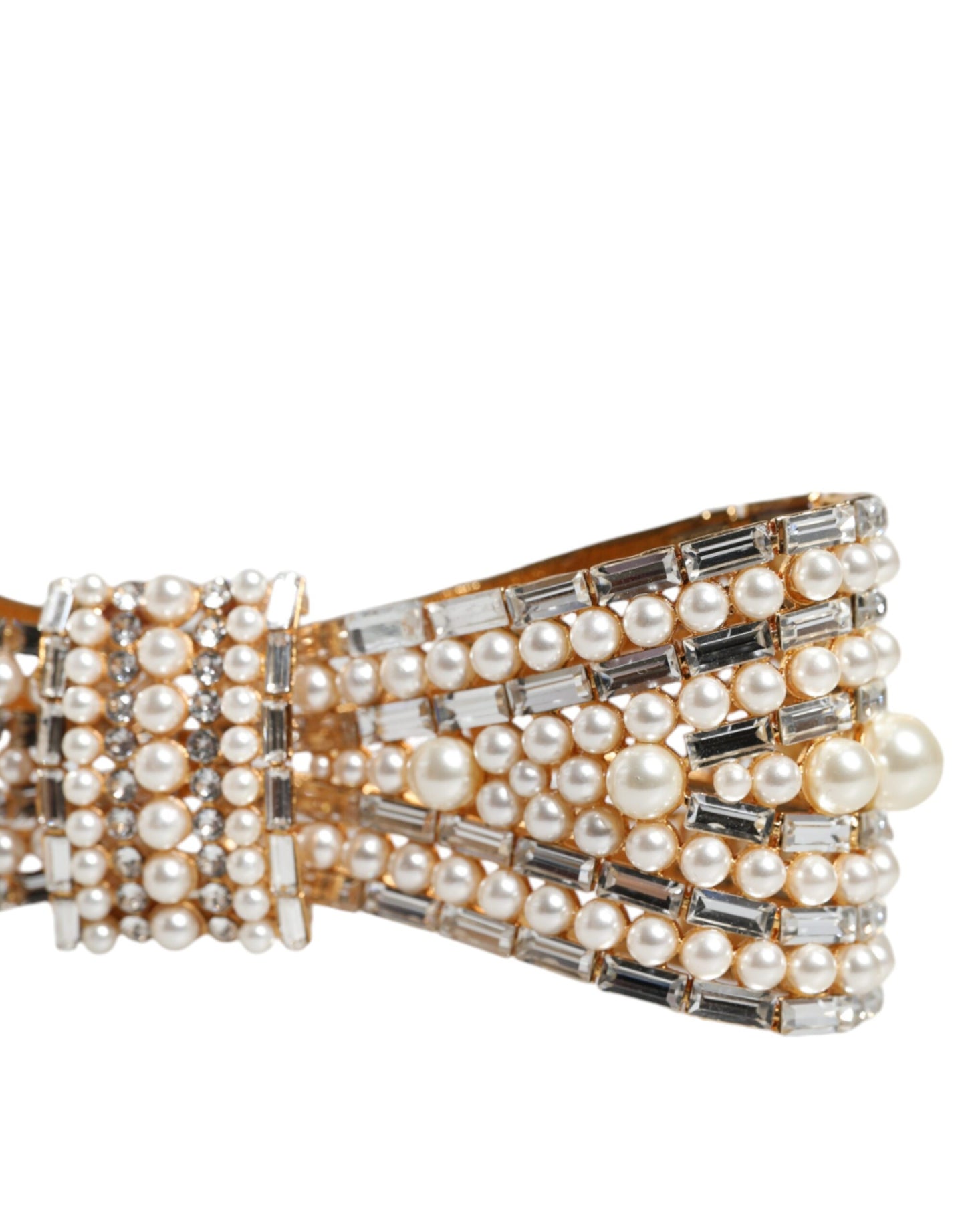 Broche Dolce & Gabbana en laiton doré ornée de fausses perles et de cristaux