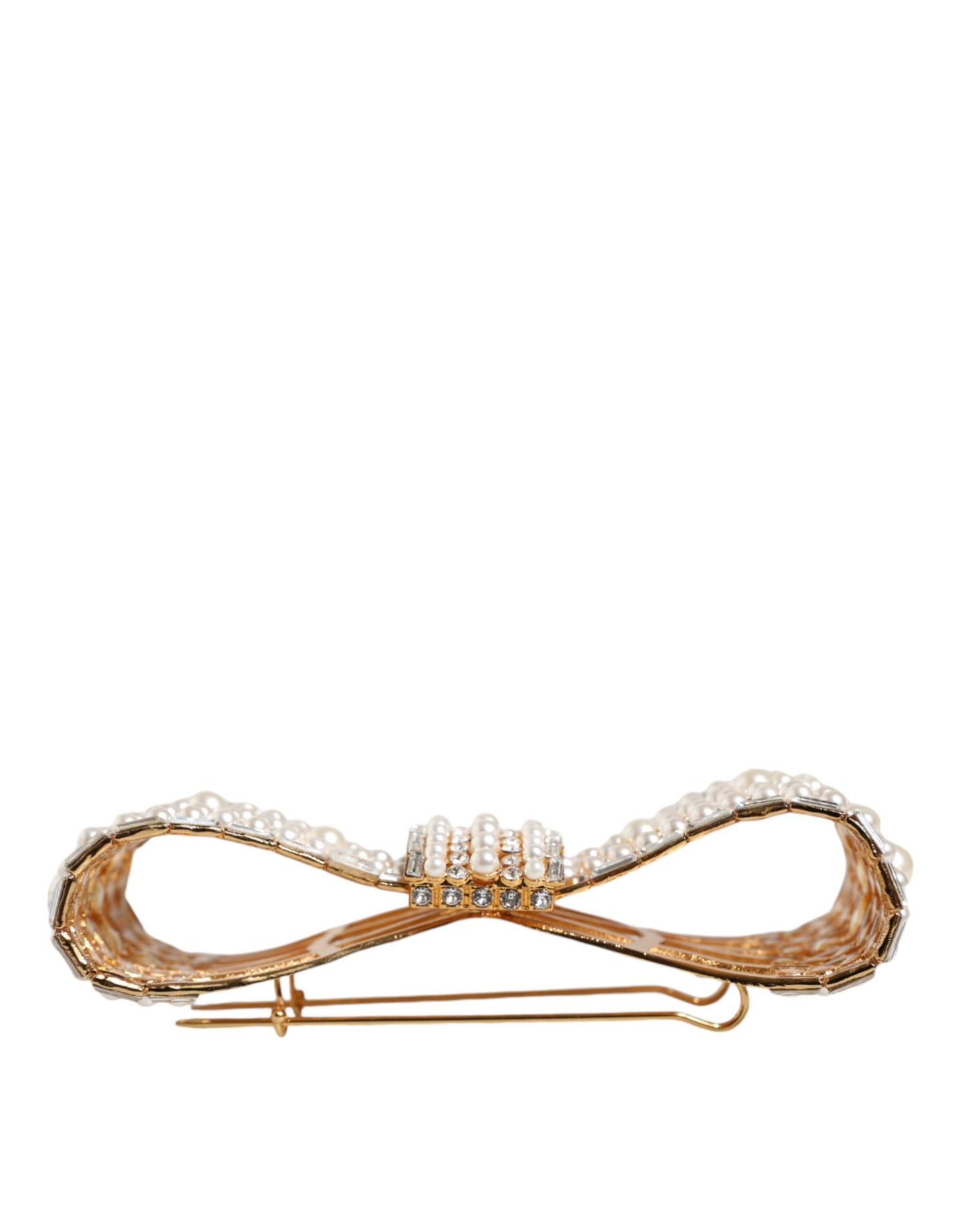 Broche Dolce & Gabbana en laiton doré ornée de fausses perles et de cristaux