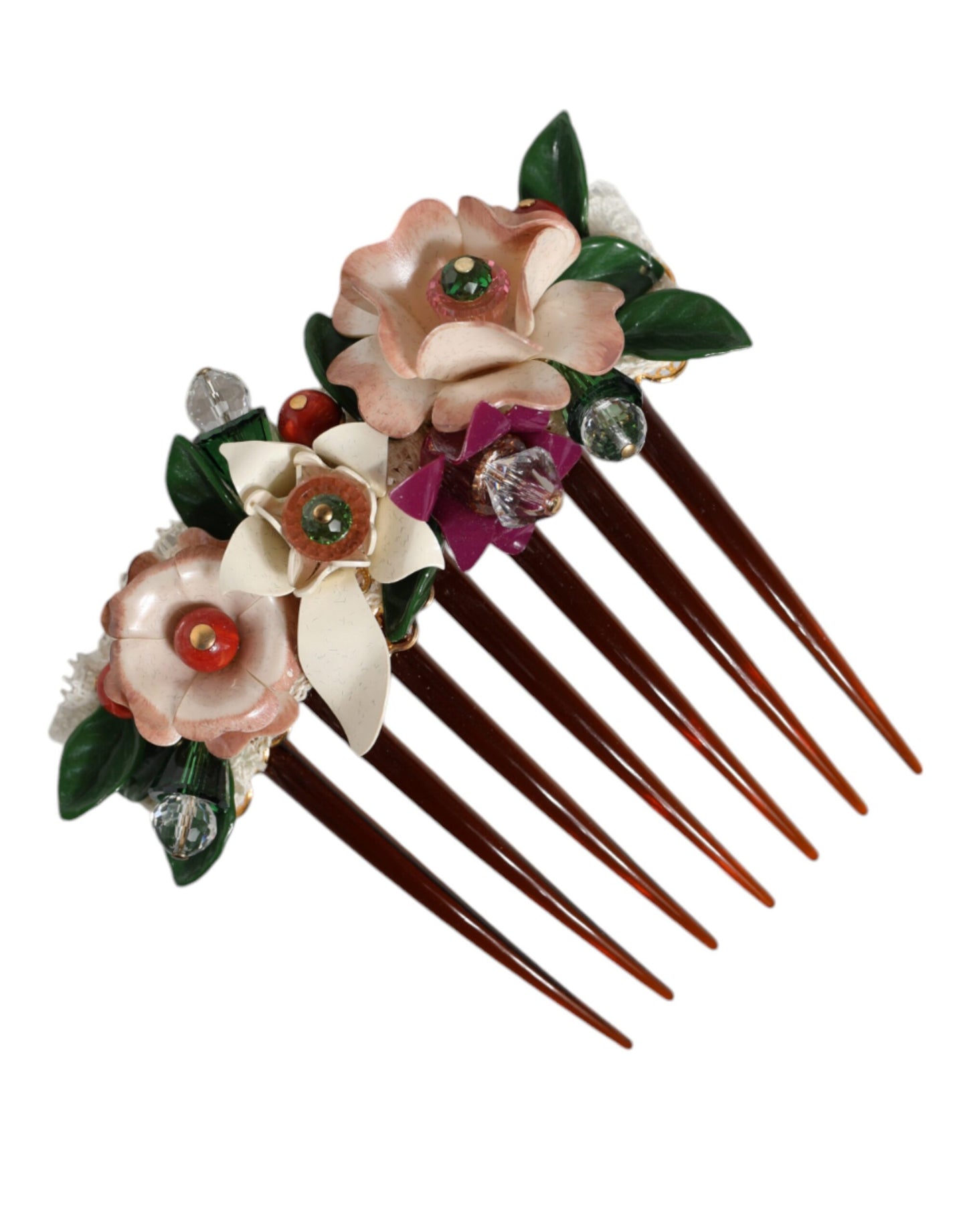Peigne à cheveux Dolce & Gabbana marron en plastique et cristal pour femme