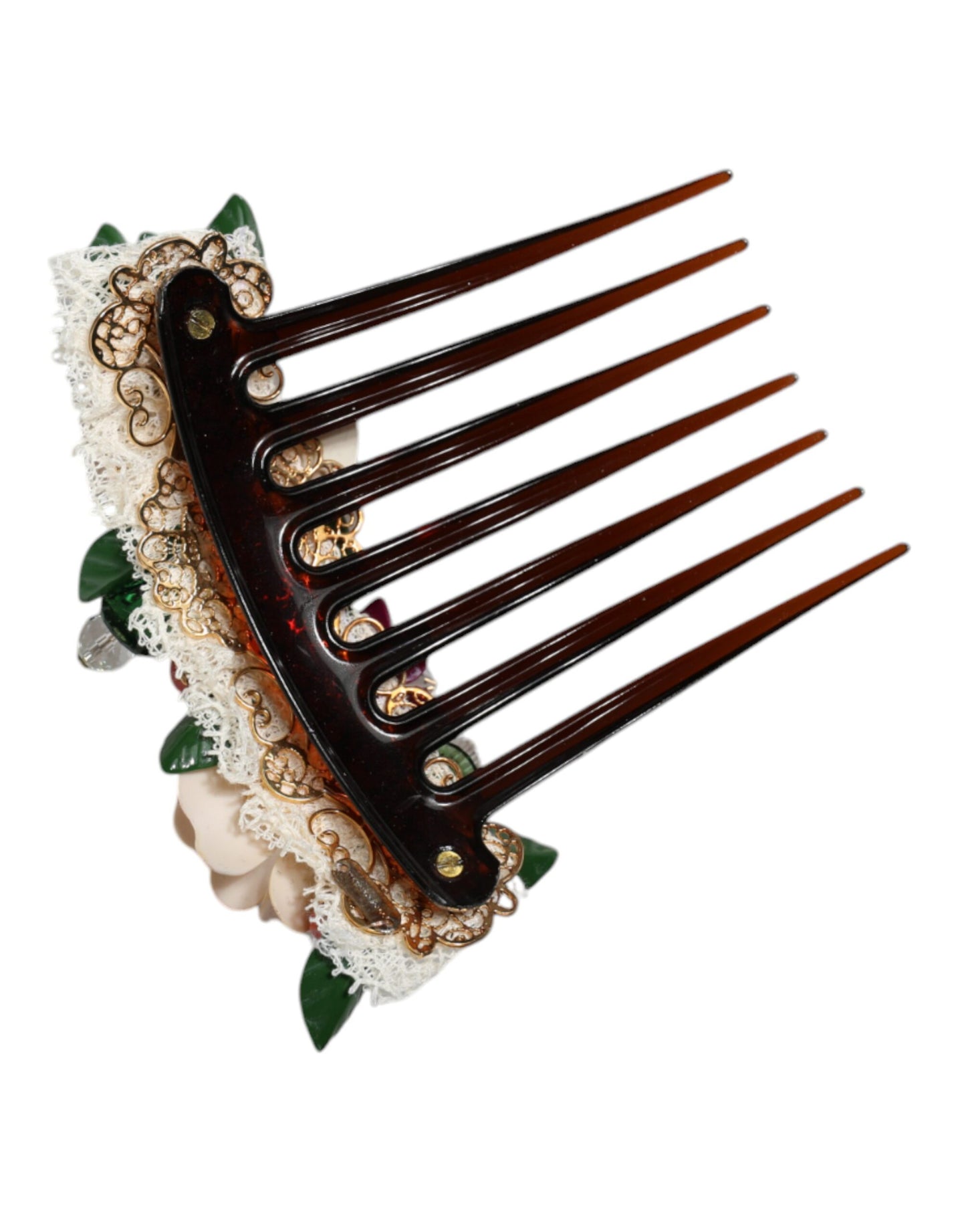 Peigne à cheveux Dolce & Gabbana marron en plastique et cristal pour femme
