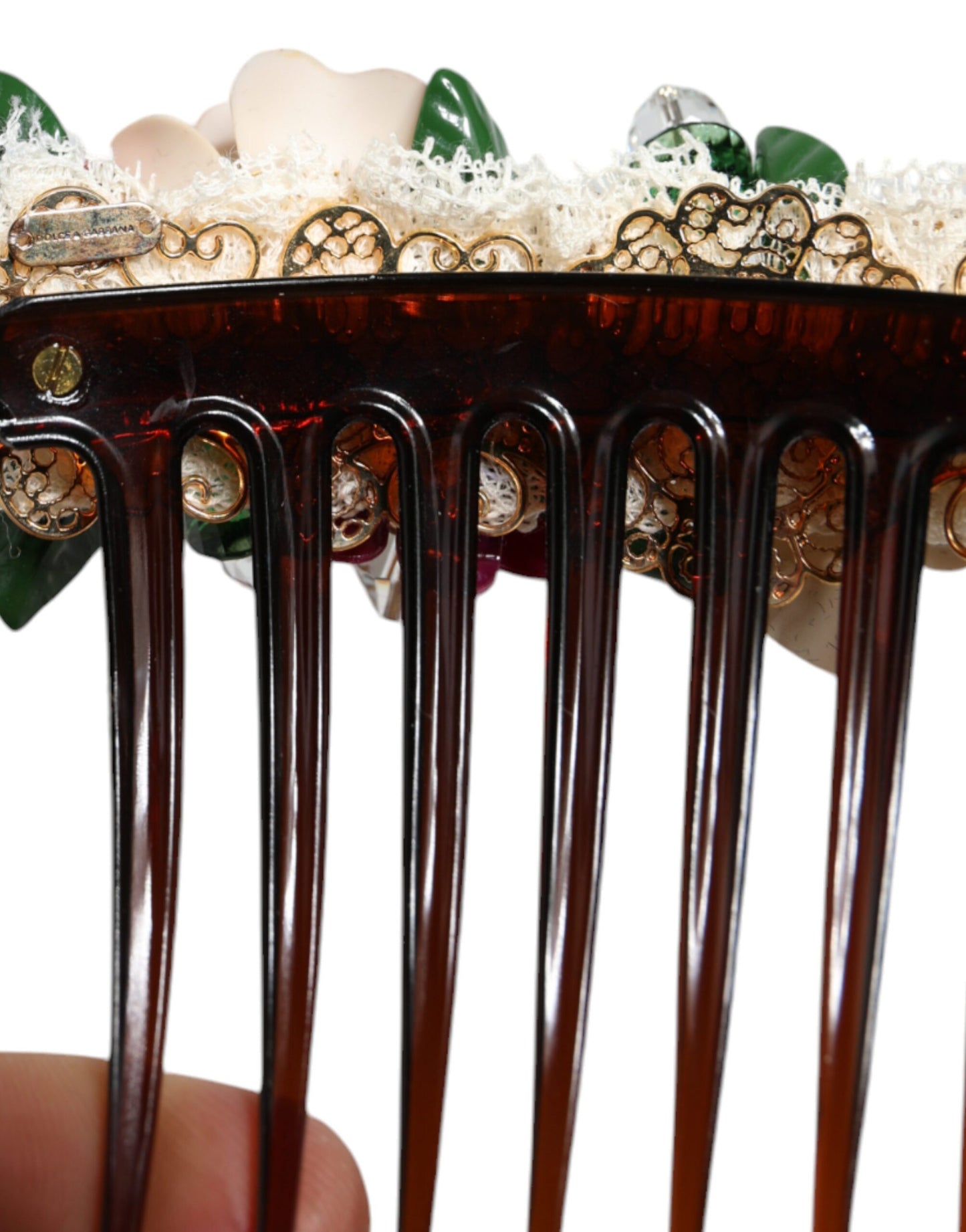 Peigne à cheveux Dolce & Gabbana marron en plastique et cristal pour femme