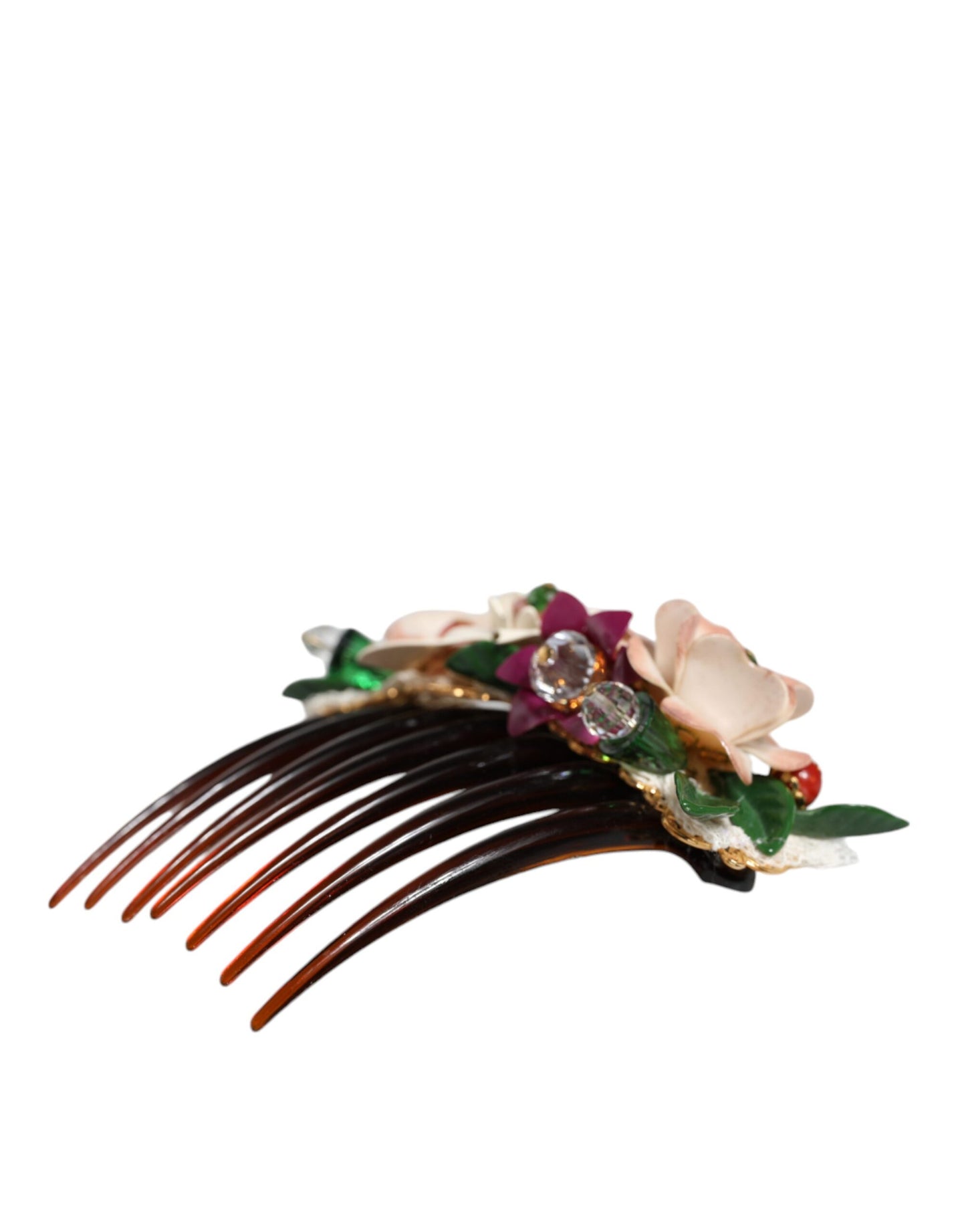 Peigne à cheveux Dolce & Gabbana marron en plastique et cristal pour femme