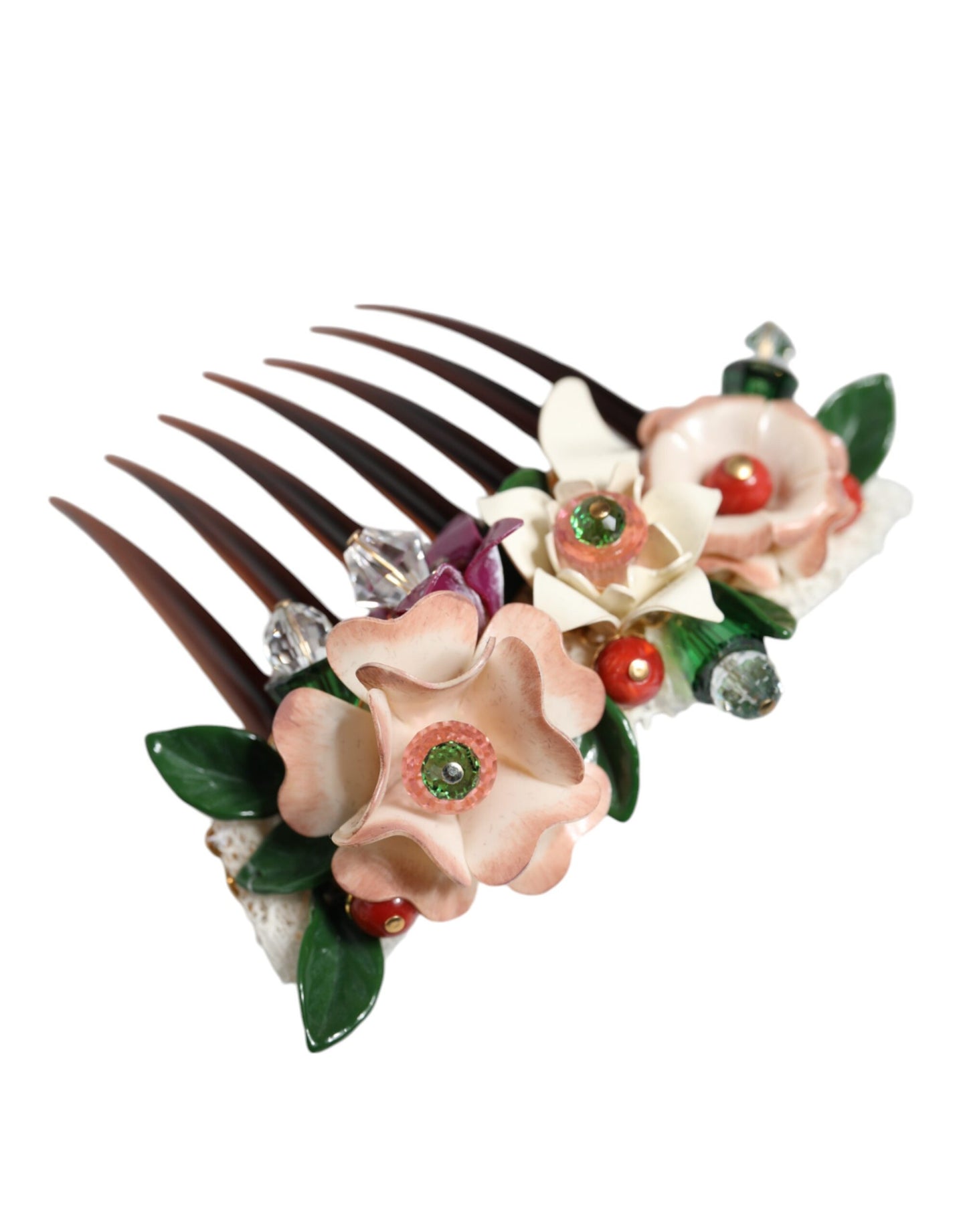 Peigne à cheveux Dolce & Gabbana marron en plastique et cristal pour femme