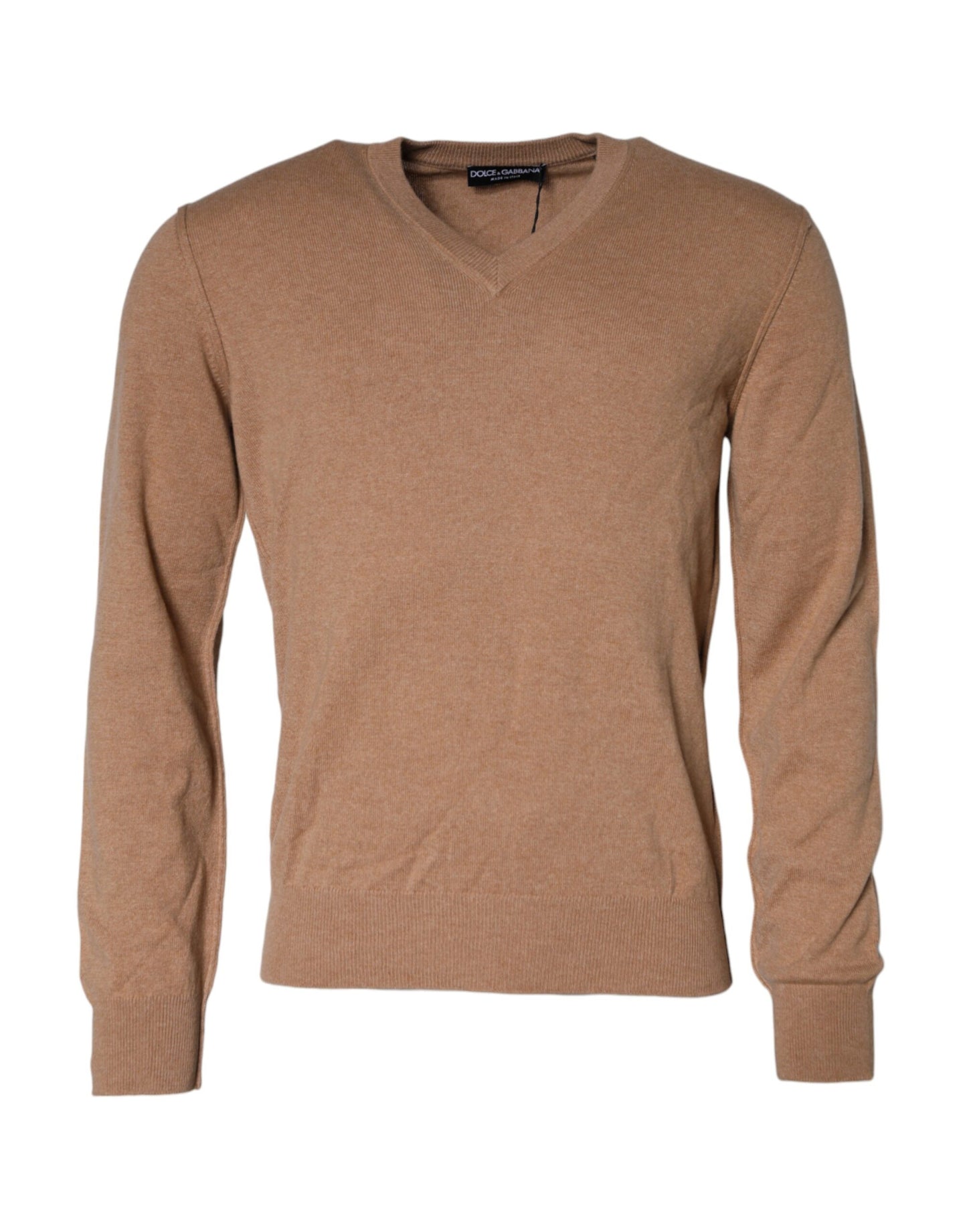 Pull col V en maille cachemire marron Dolce & Gabbana
