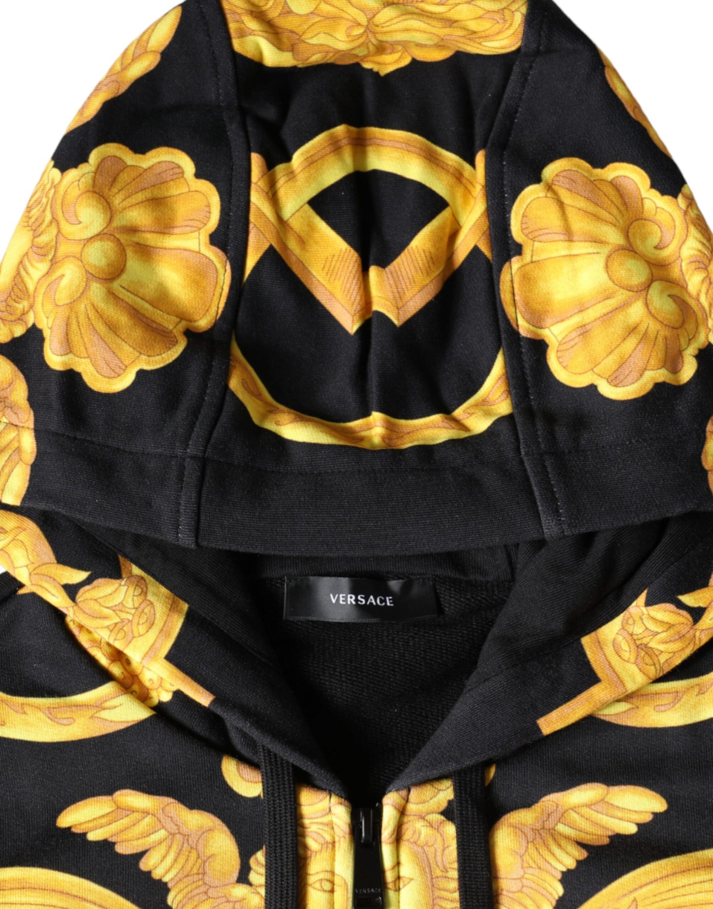 Versace – Kapuzenpullover aus Baumwolle mit durchgehendem Reißverschluss und Medusa-Print in Schwarz