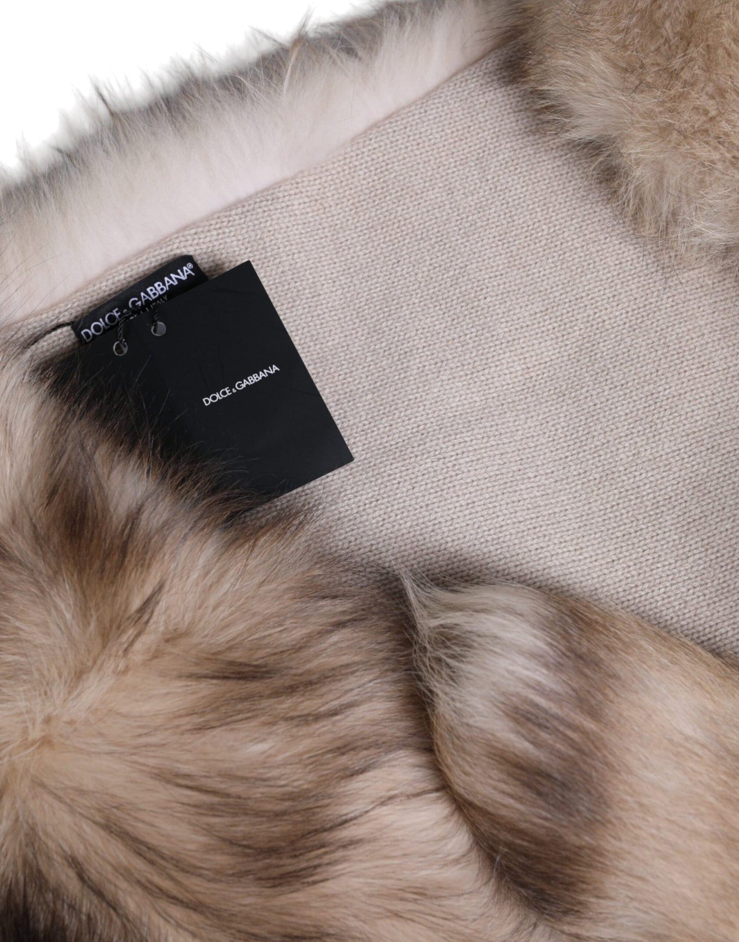 Écharpe d'hiver cache-cou en fourrure de renard marron givré Dolce & Gabbana