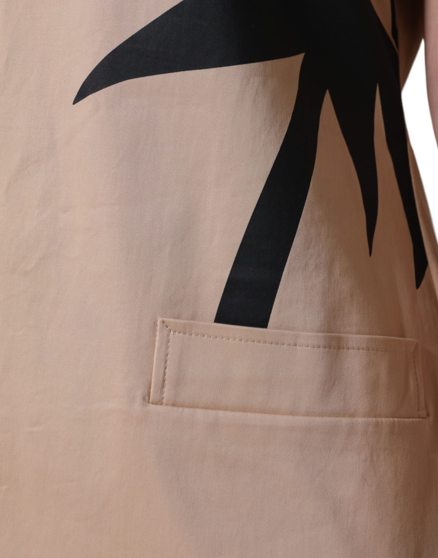 Robe mi-longue à manches courtes en coton beige Moschino