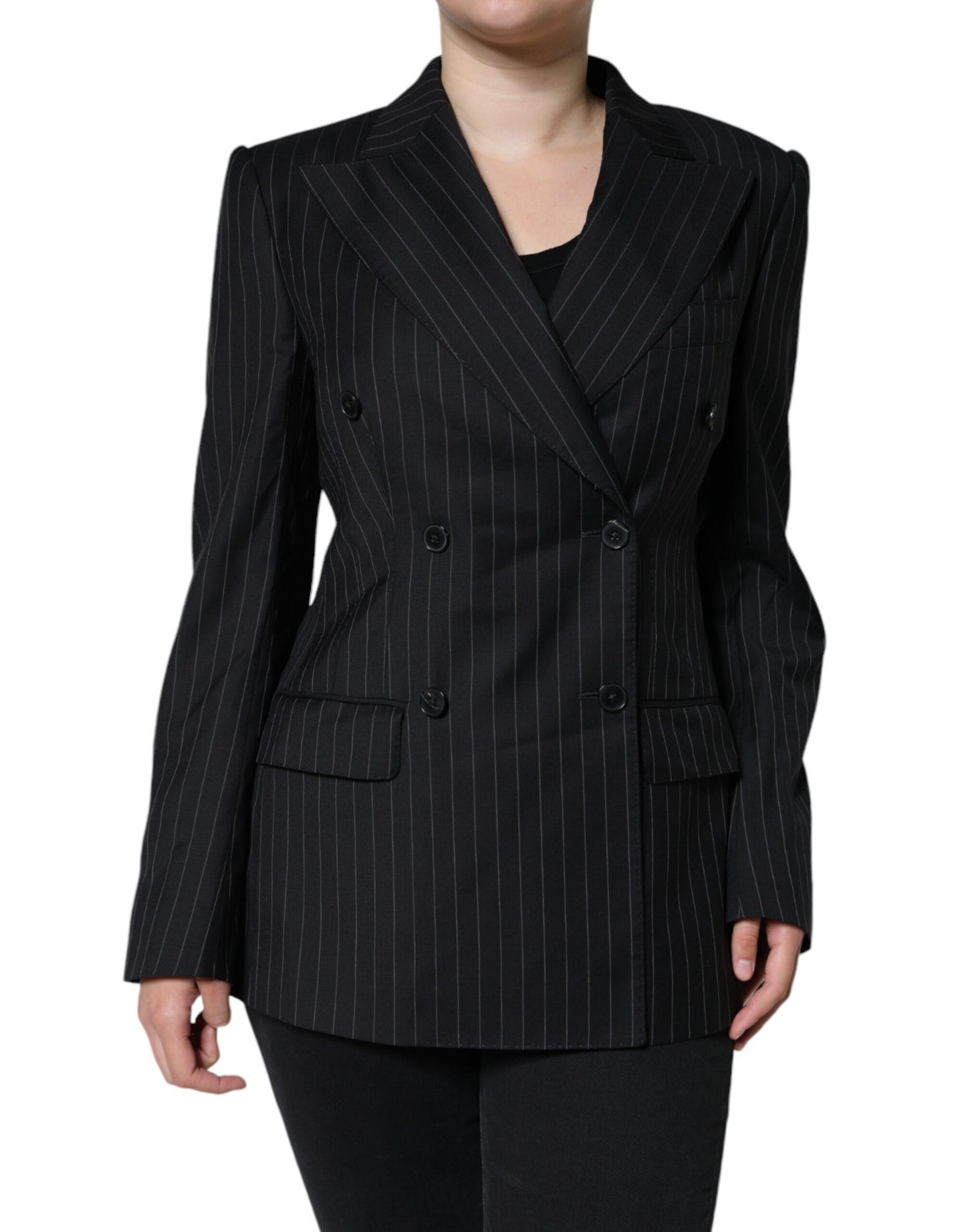 Dolce & Gabbana Manteau croisé à rayures noires