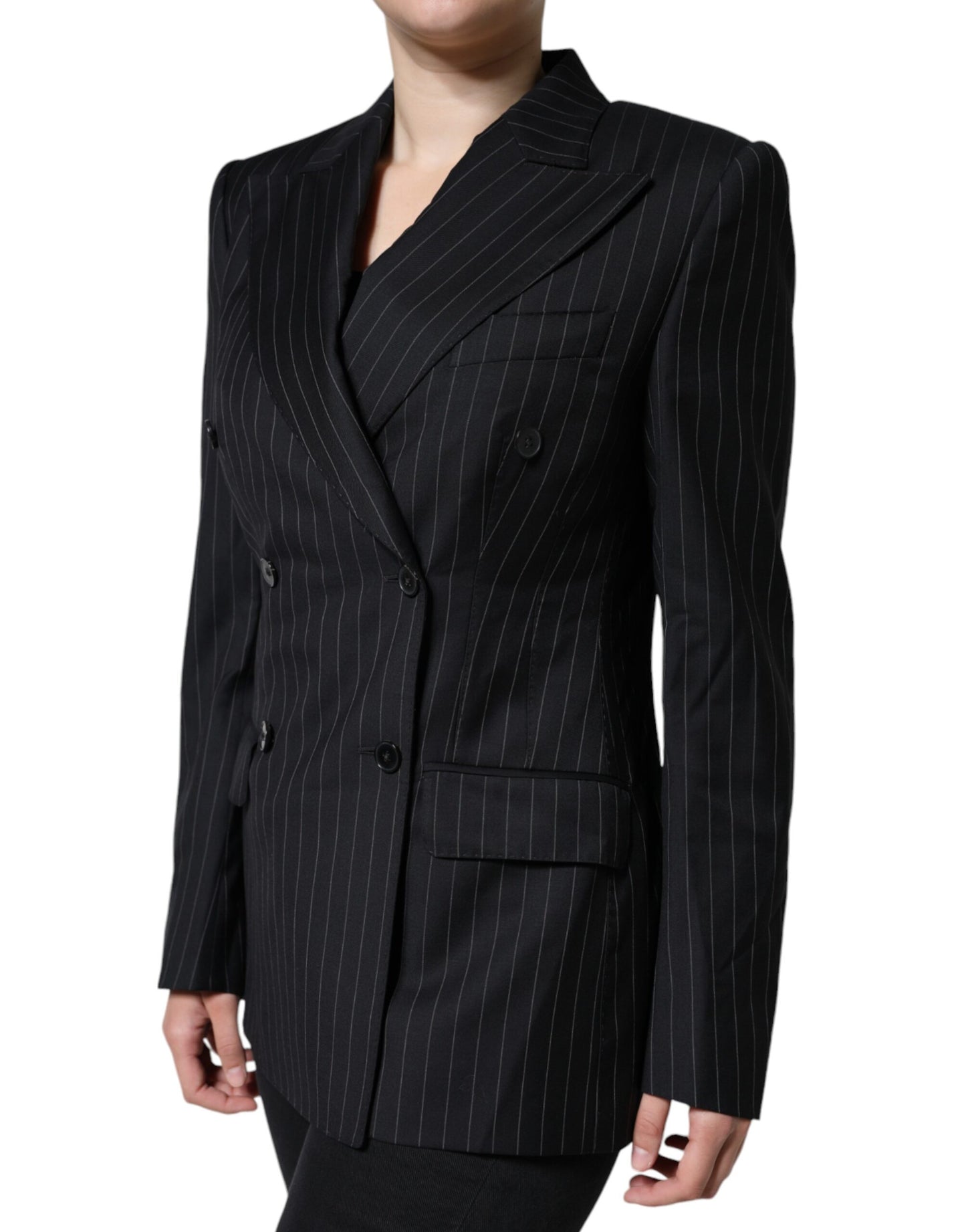 Dolce & Gabbana Manteau croisé à rayures noires