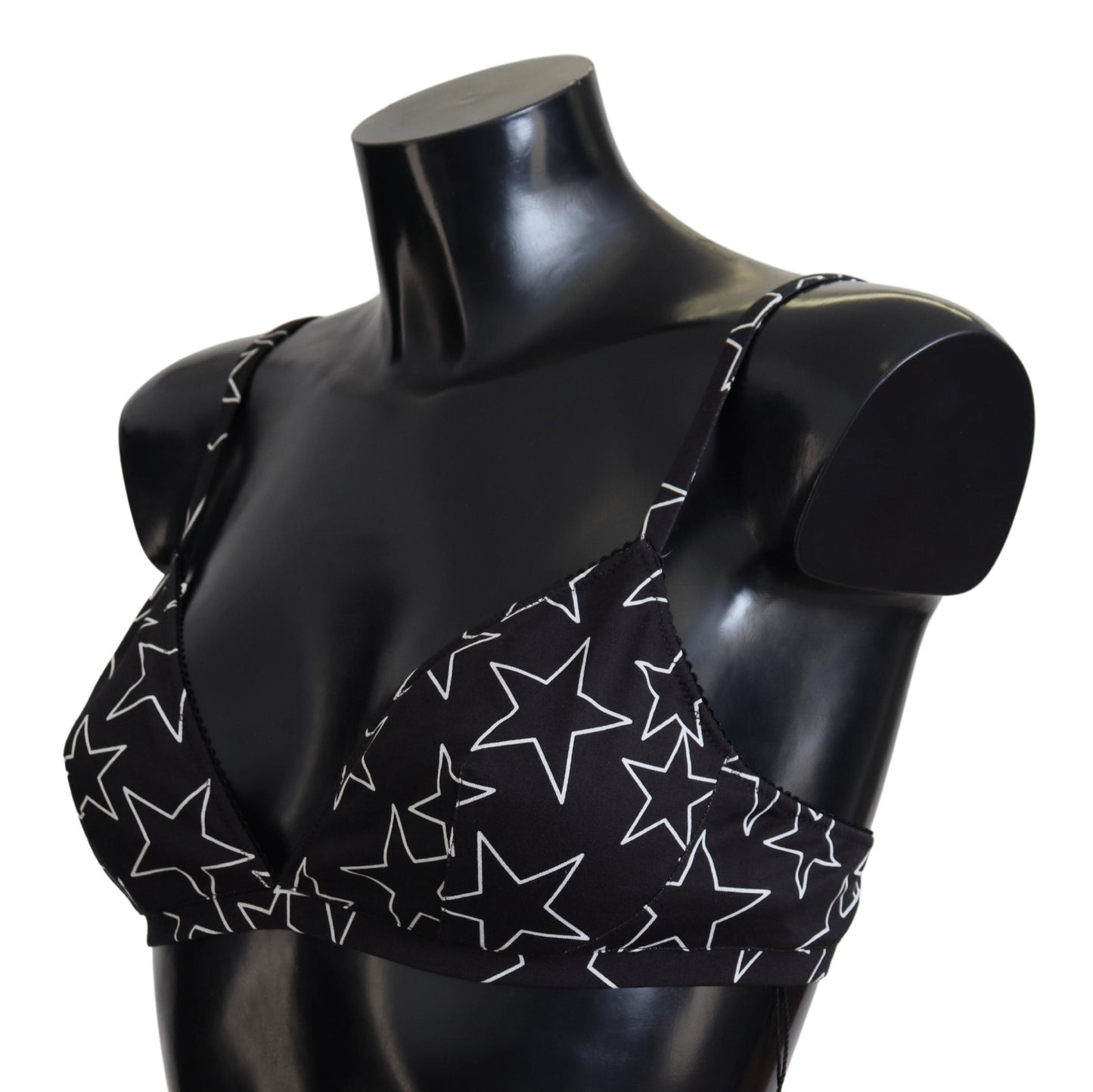 Soutien-gorge sans armatures en coton noir Dolce & Gabbana Millennials Star