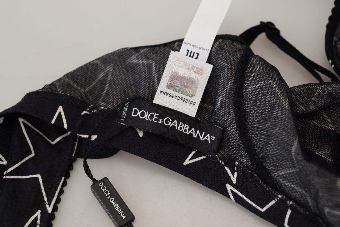 Soutien-gorge sans armatures en coton noir Dolce & Gabbana Millennials Star