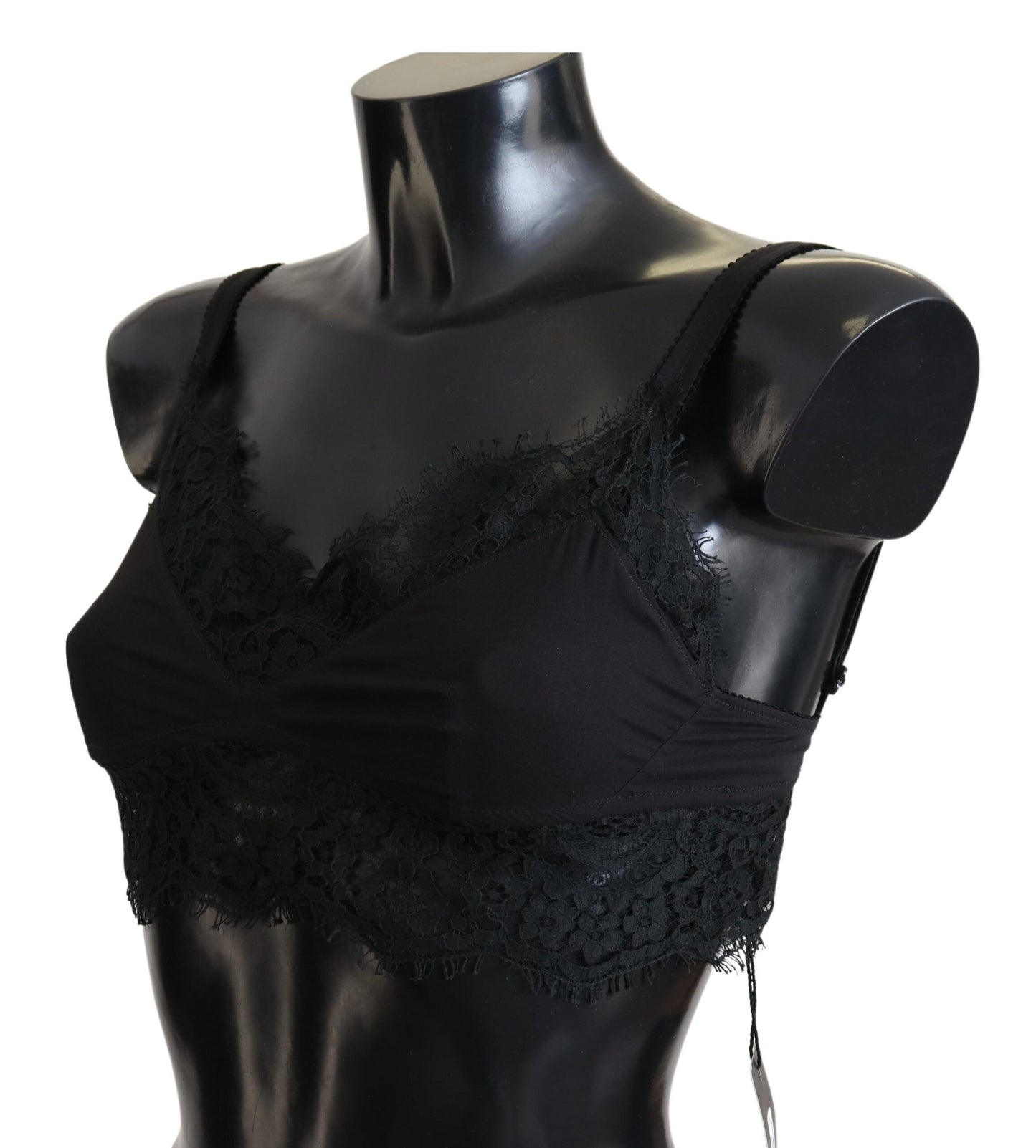 Sous-vêtements bralette extensible en dentelle florale noire Dolce & Gabbana