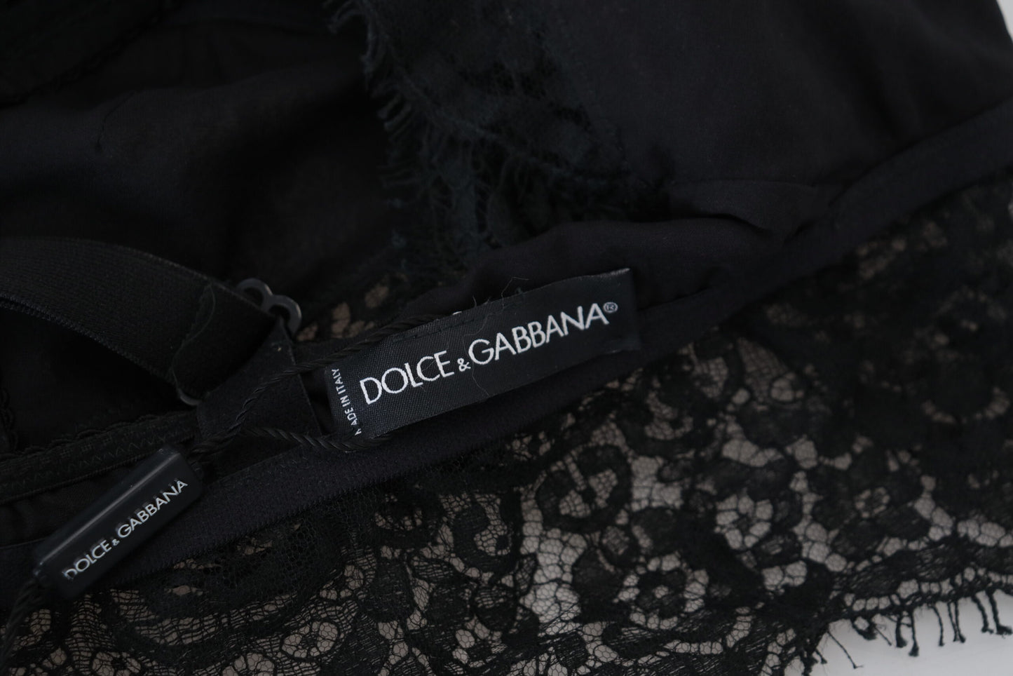 Sous-vêtements bralette extensible en dentelle florale noire Dolce & Gabbana