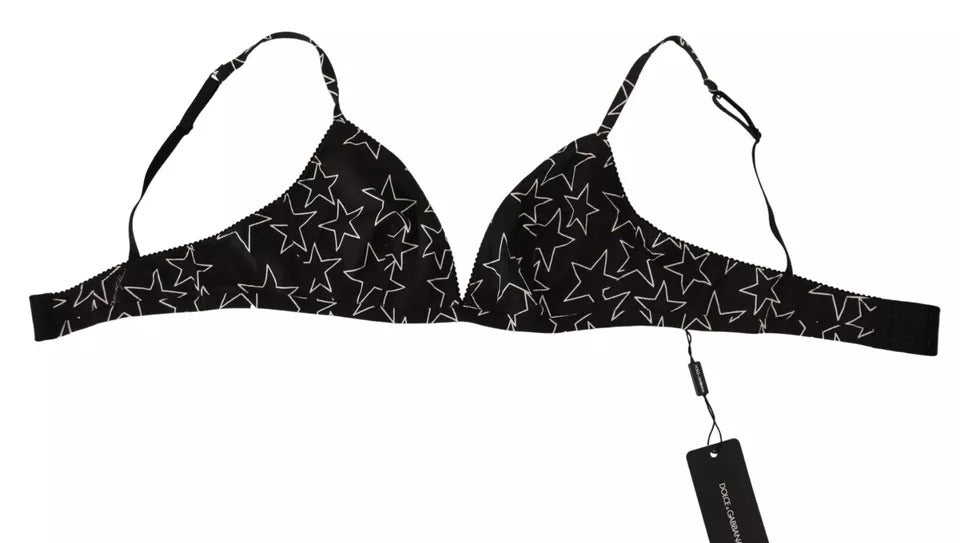 Soutien-gorge sans armatures en coton noir Dolce & Gabbana Millennials Star