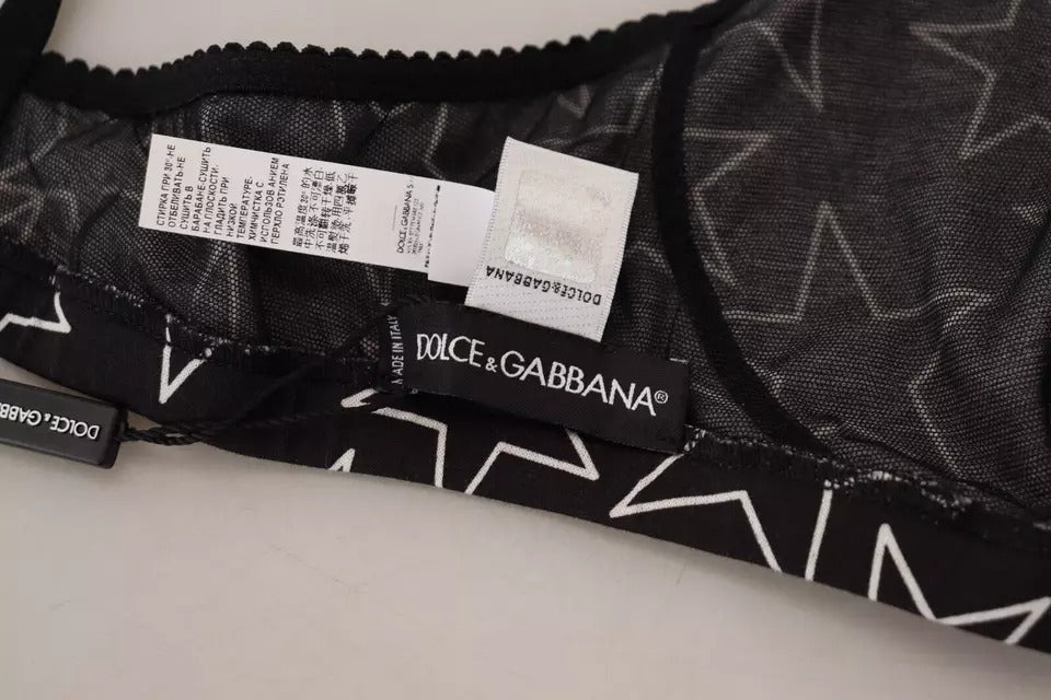 Soutien-gorge sans armatures en coton noir Dolce & Gabbana Millennials Star