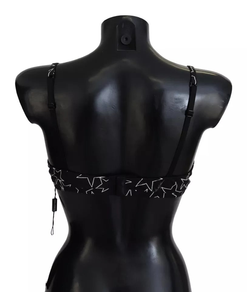 Soutien-gorge sans armatures en coton noir Dolce & Gabbana Millennials Star