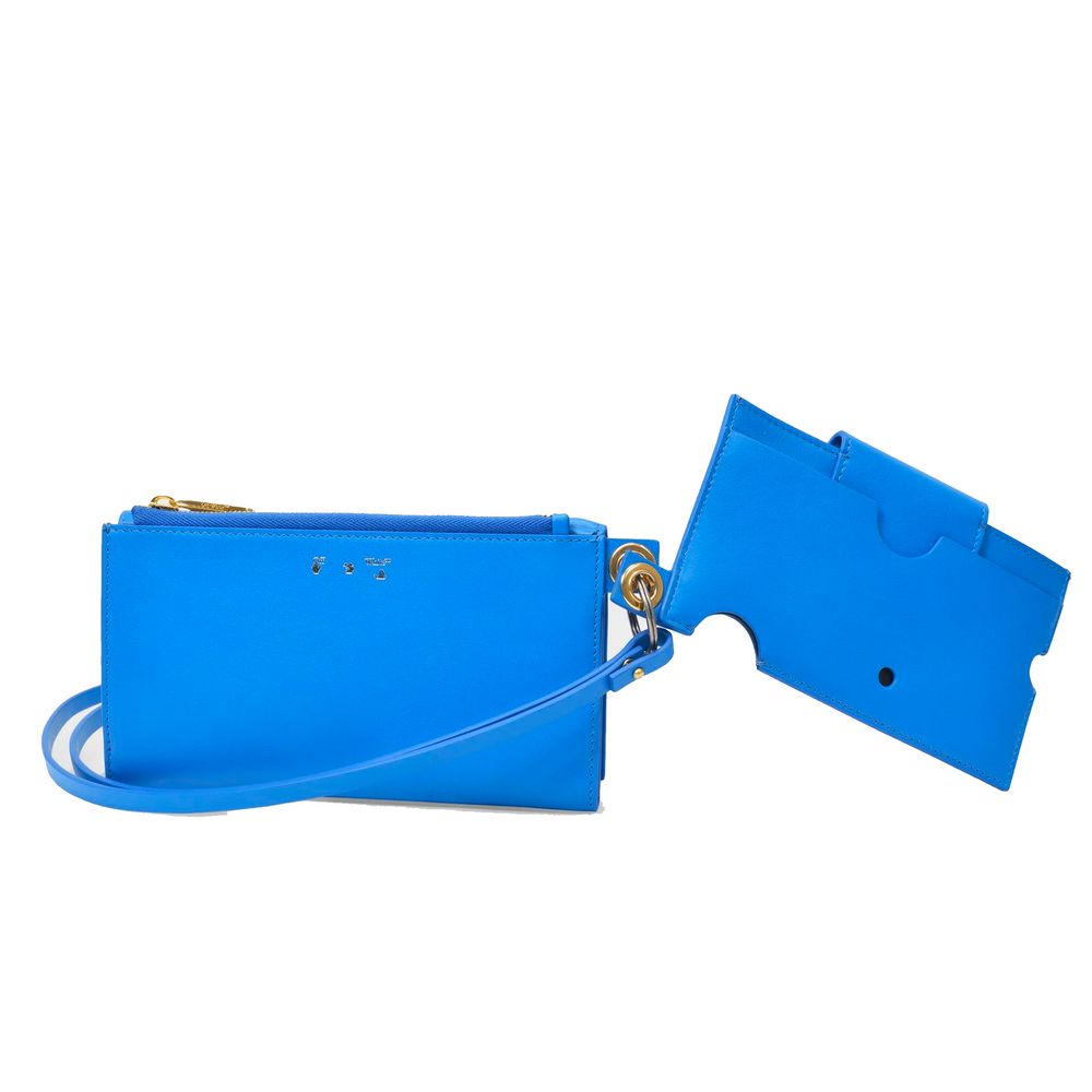 Sac à bandoulière en cuir bleu Off-White