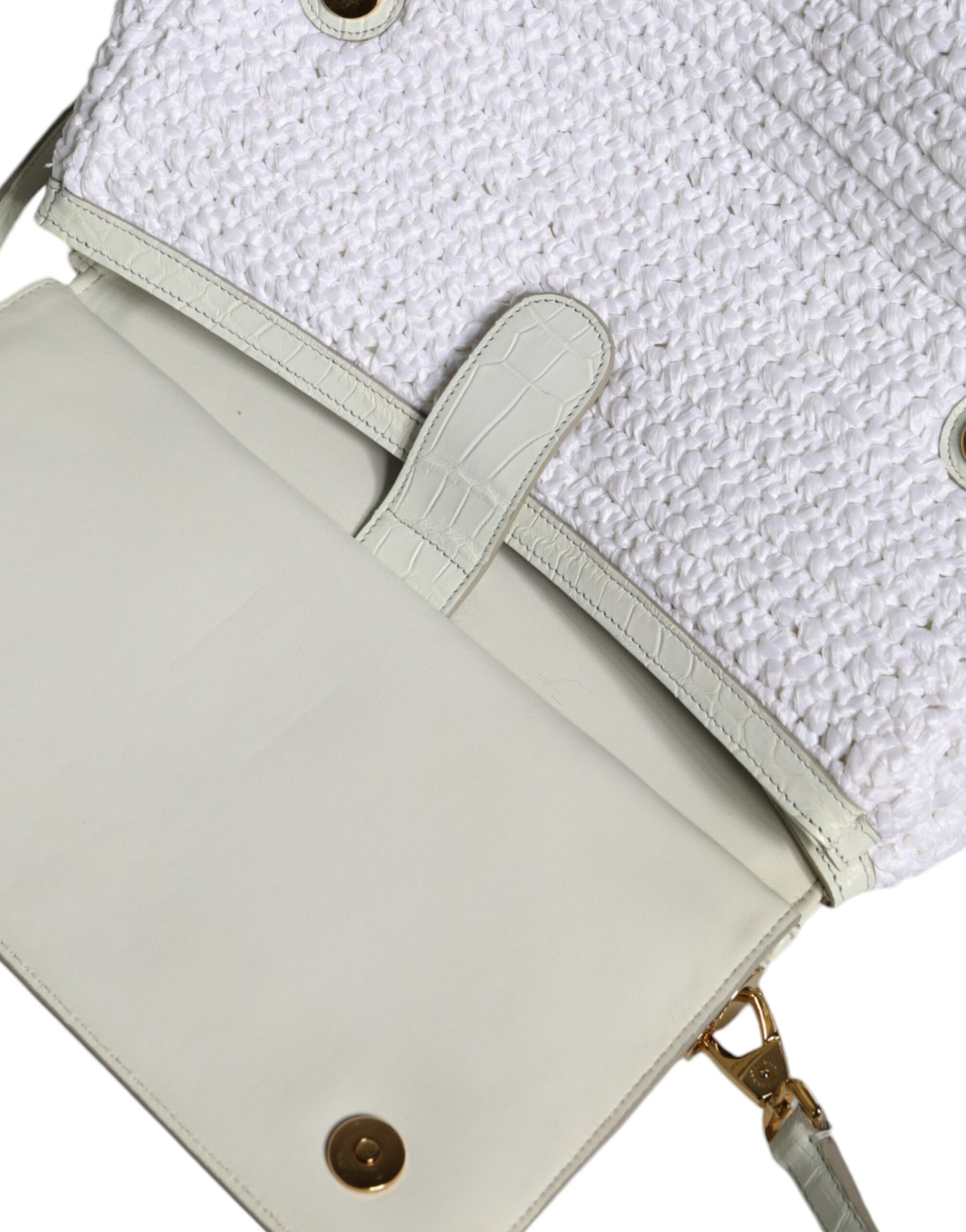 Sac bandoulière Dolce & Gabbana SICILY en cuir raphia blanc