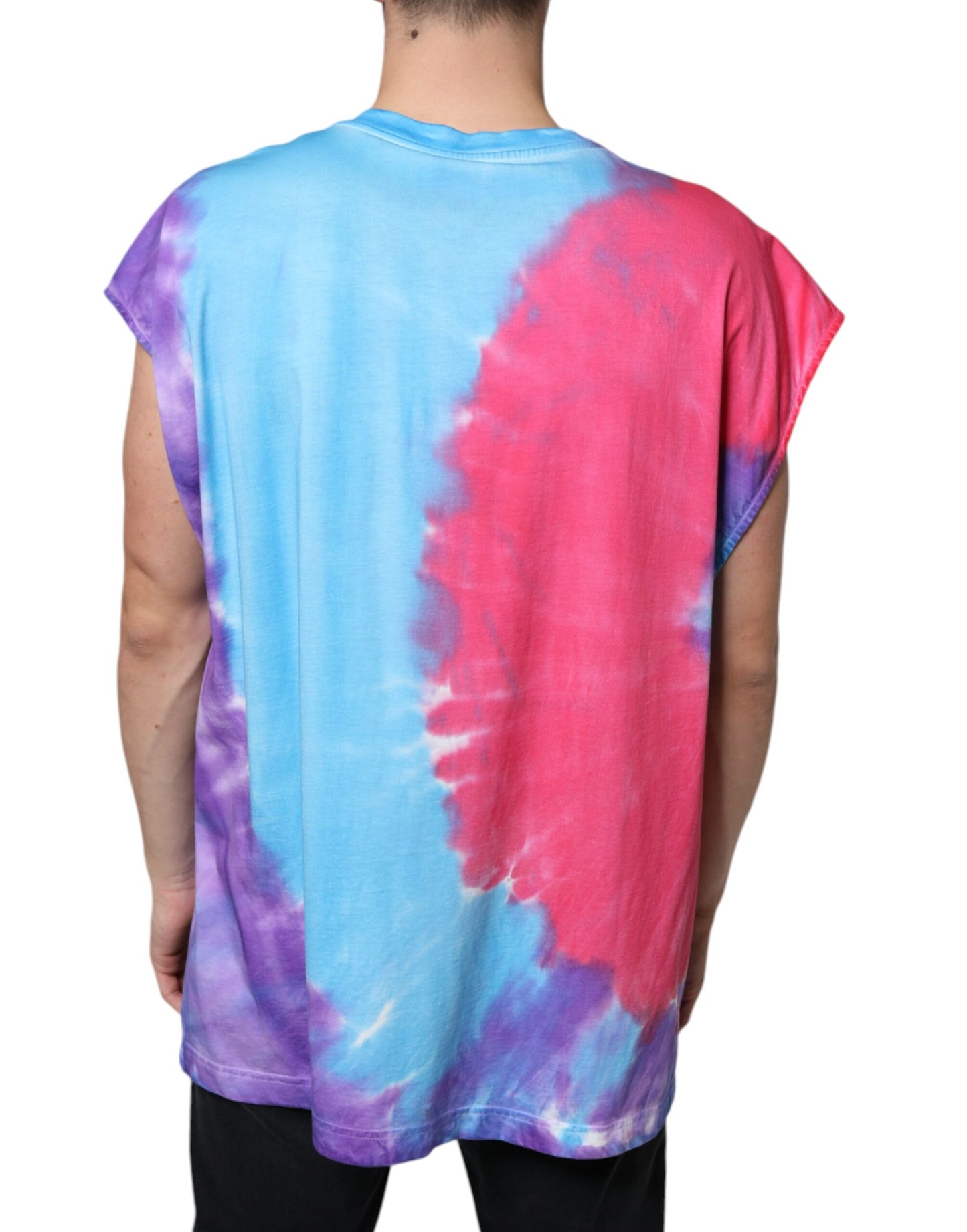 T-shirt sans manches en coton tie-dye multicolore Dolce & Gabbana