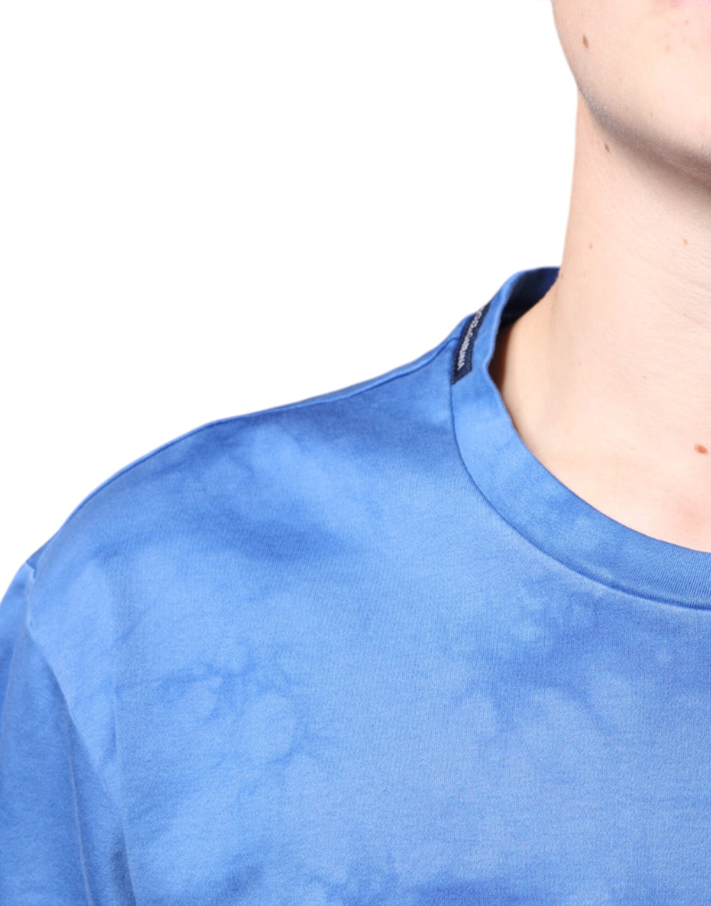 T-shirt en coton bleu tie-dye avec symbole de la paix Dolce & Gabbana
