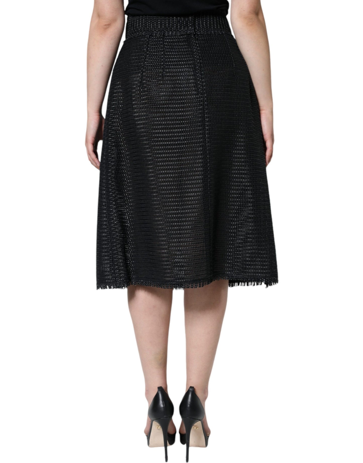 Jupe crayon taille haute en viscose noire Dolce & Gabbana