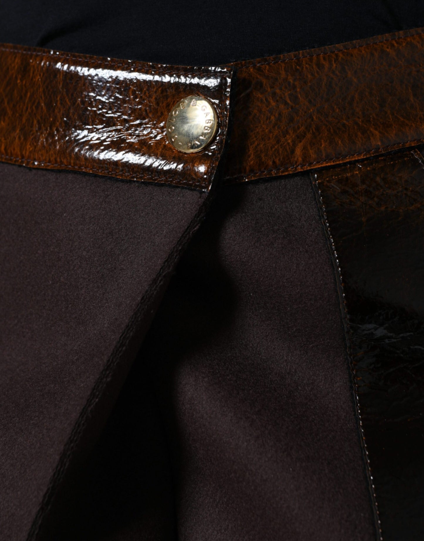 Mini-jupe trapèze taille moyenne en laine vierge marron Dolce & Gabbana