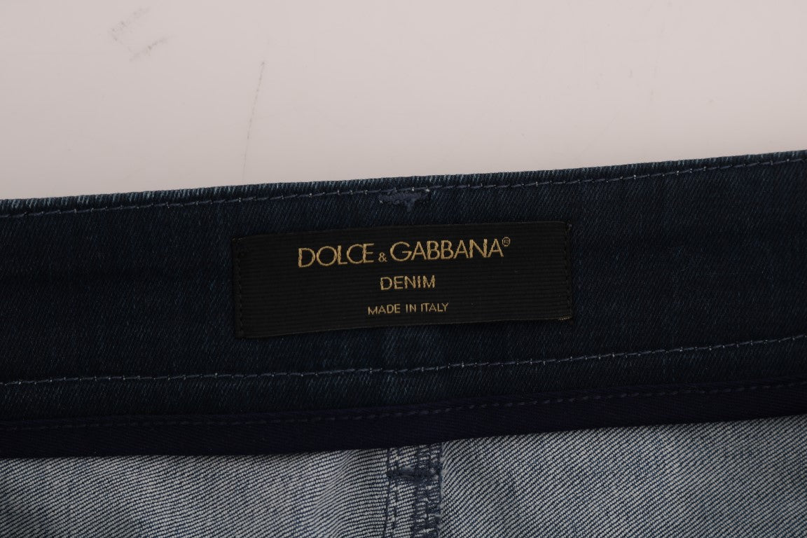 Mini-jupe en jean à rayures bleues Dolce & Gabbana