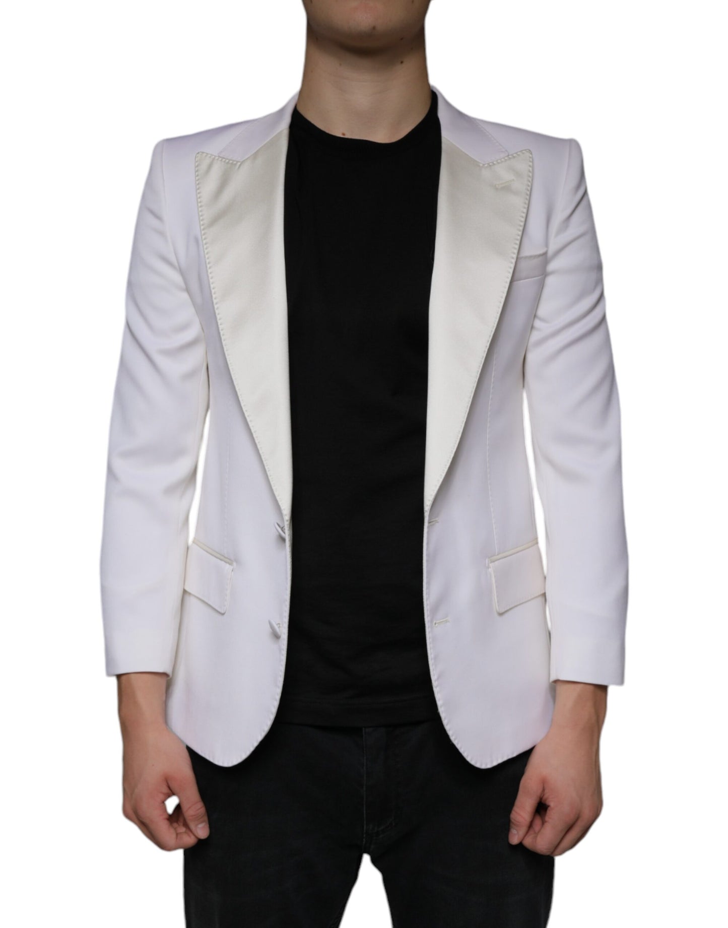 Blazer simple boutonnage en laine blanc cassé Dolce & Gabbana