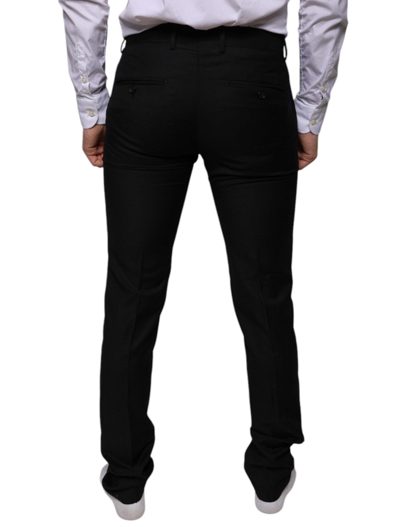 Pantalon habillé skinny en laine noire Dolce & Gabbana