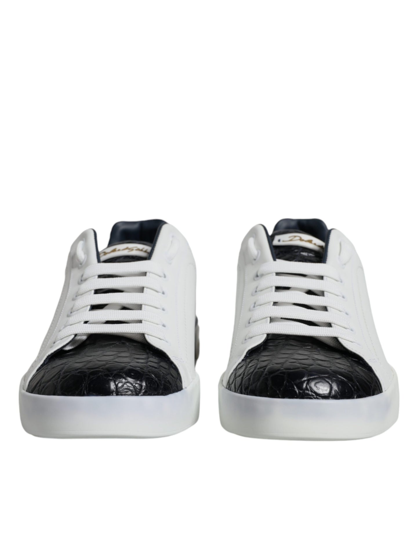 Baskets Portofino en cuir blanc avec logo Dolce & Gabbana