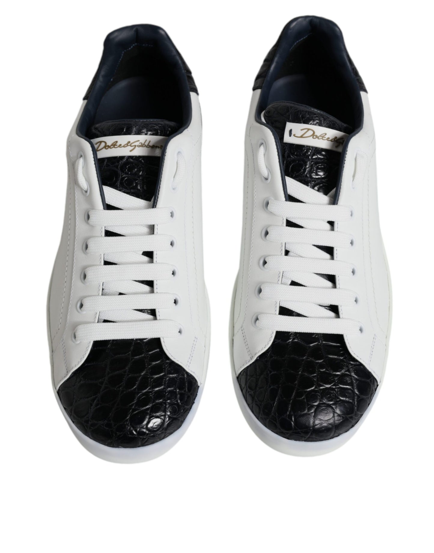 Baskets Portofino en cuir blanc avec logo Dolce & Gabbana