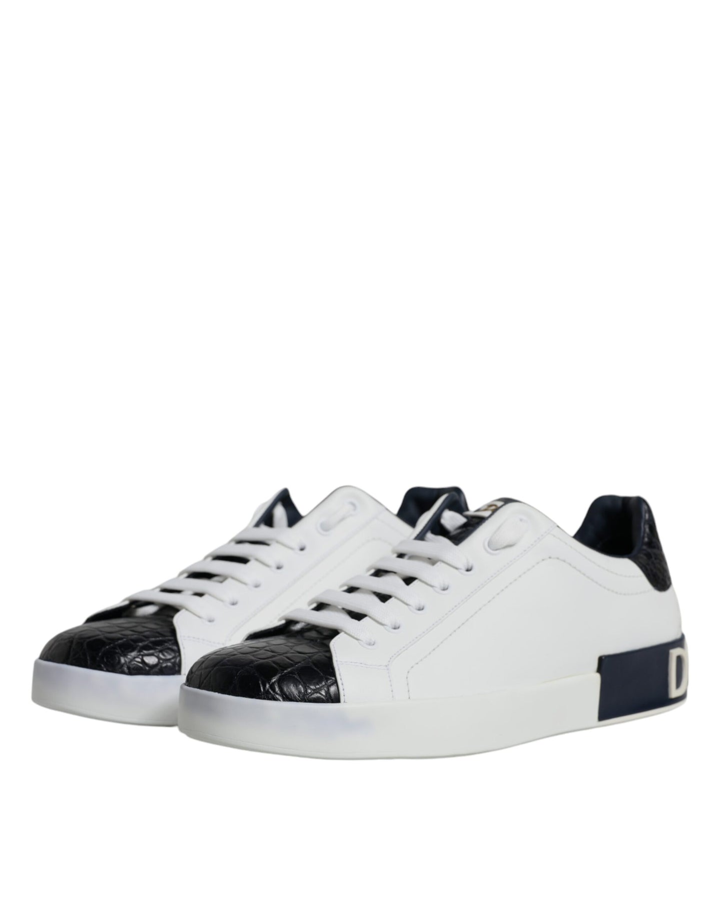 Baskets Portofino en cuir blanc avec logo Dolce & Gabbana