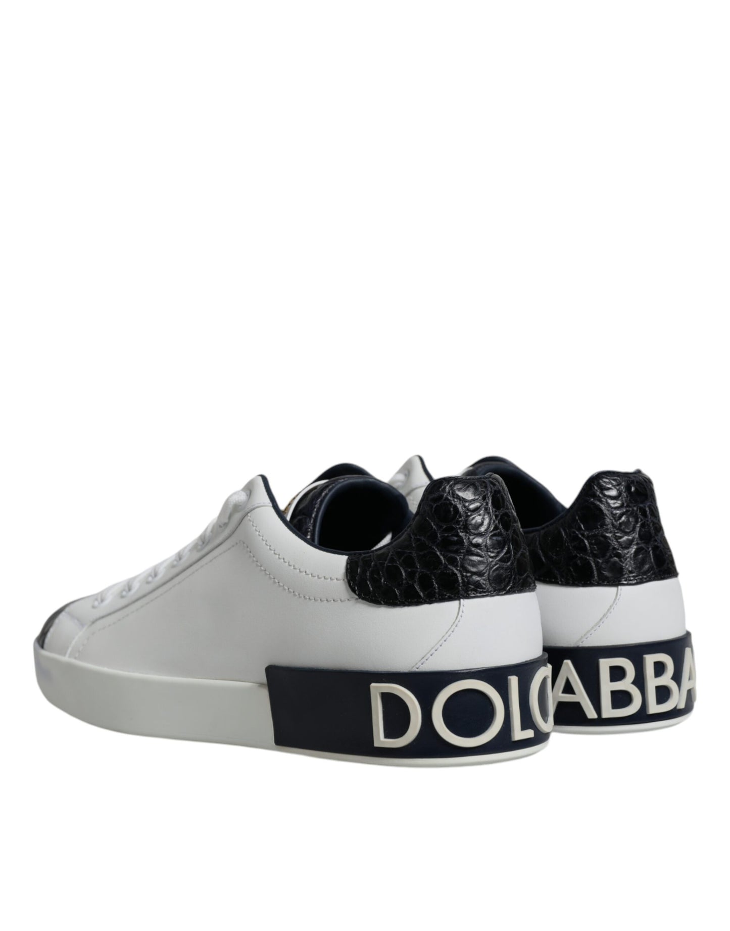 Baskets Portofino en cuir blanc avec logo Dolce & Gabbana